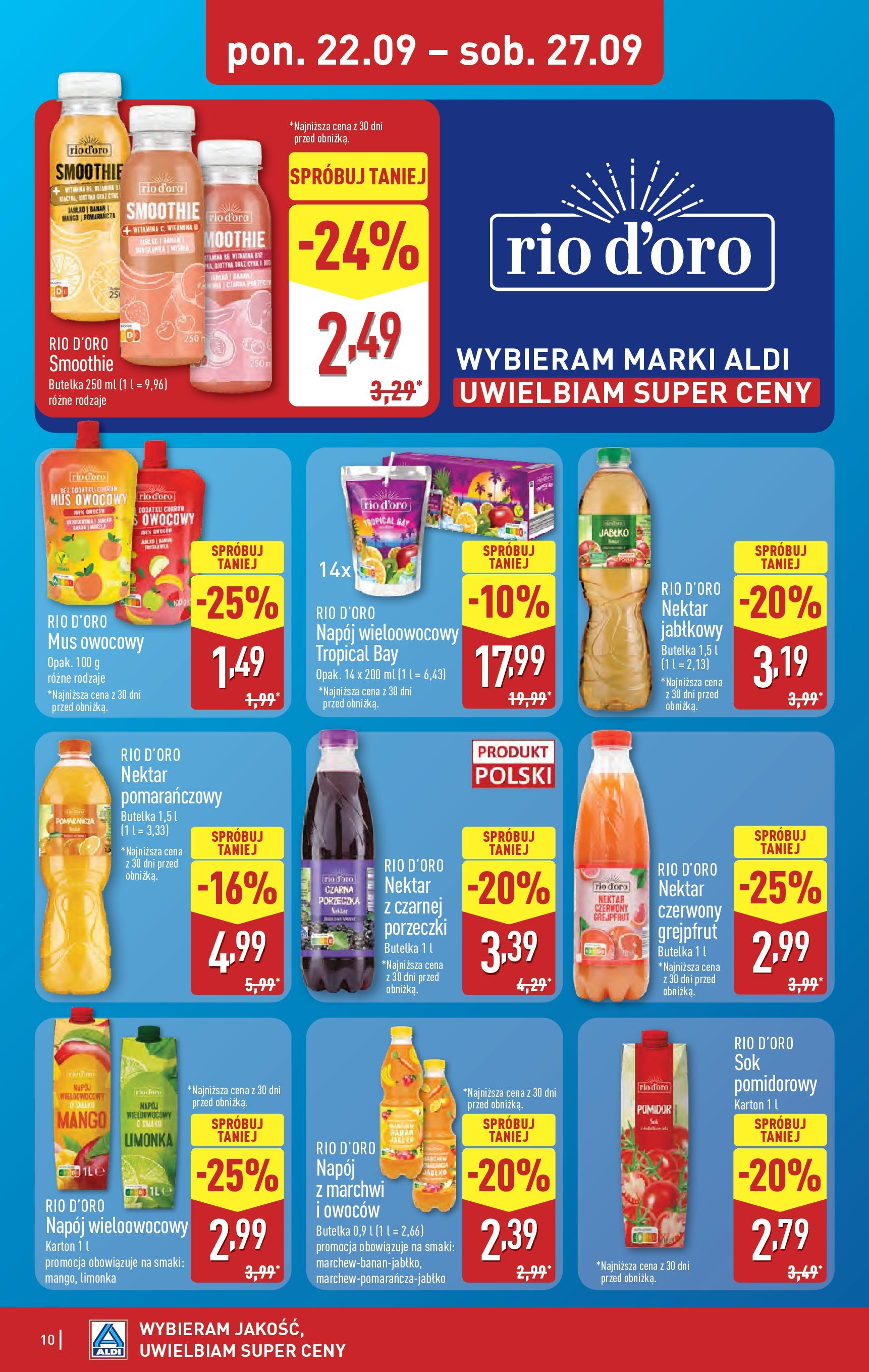 Aldi Gazetka od 22.09.2025 | Nowa PDF gazetka | Strona: 10 | Produkty: Limonka, Smoothie, Porzeczka, Grejpfrut Aldi Gazetka od 22.09.2025 - Ulotka PDF, promocje | Strona: 10 | Produkty: Limonka, Smoothie, Porzeczka, Grejpfrut