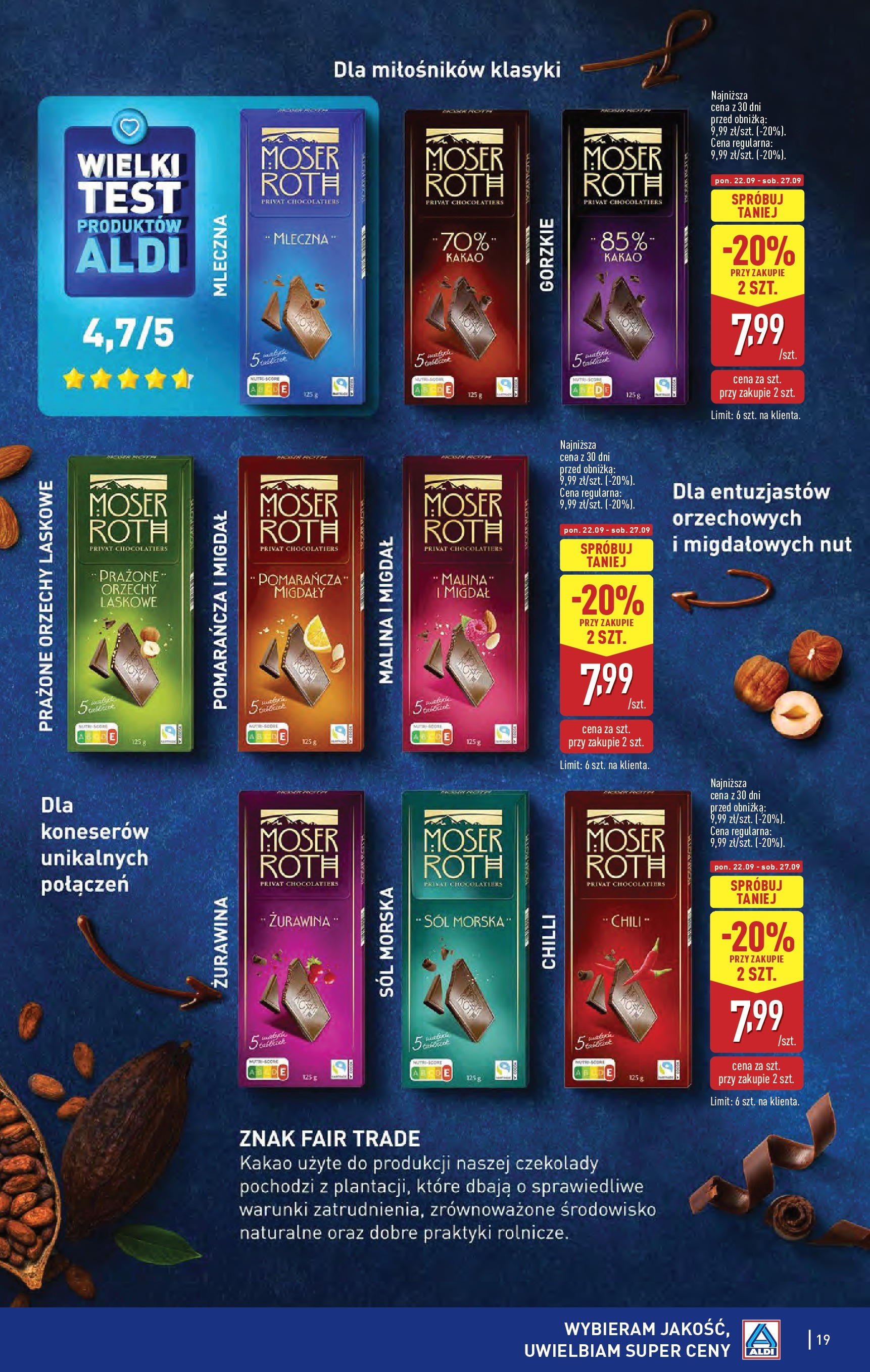 Aldi Gazetka od 22.09.2025 | Nowa PDF gazetka | Strona: 19 | Produkty: Czekolady, Malina, Żurawina, Orzechy Aldi Gazetka od 22.09.2025 - Ulotka PDF, promocje | Strona: 19 | Produkty: Czekolady, Malina, Żurawina, Orzechy