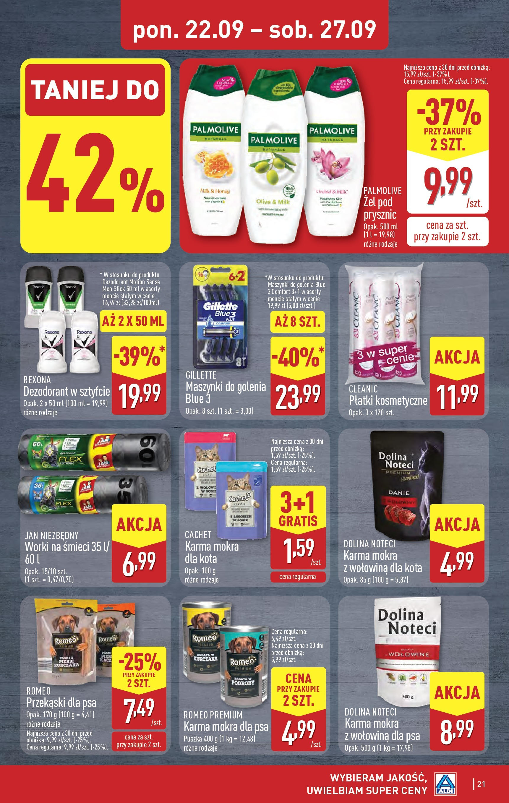 Aldi Gazetka od 22.09.2025 | Nowa PDF gazetka | Strona: 21 | Produkty: Prysznic, Wołowina, Płatki, Dezodorant Aldi Gazetka od 22.09.2025 - Ulotka PDF, promocje | Strona: 21 | Produkty: Prysznic, Wołowina, Płatki, Dezodorant