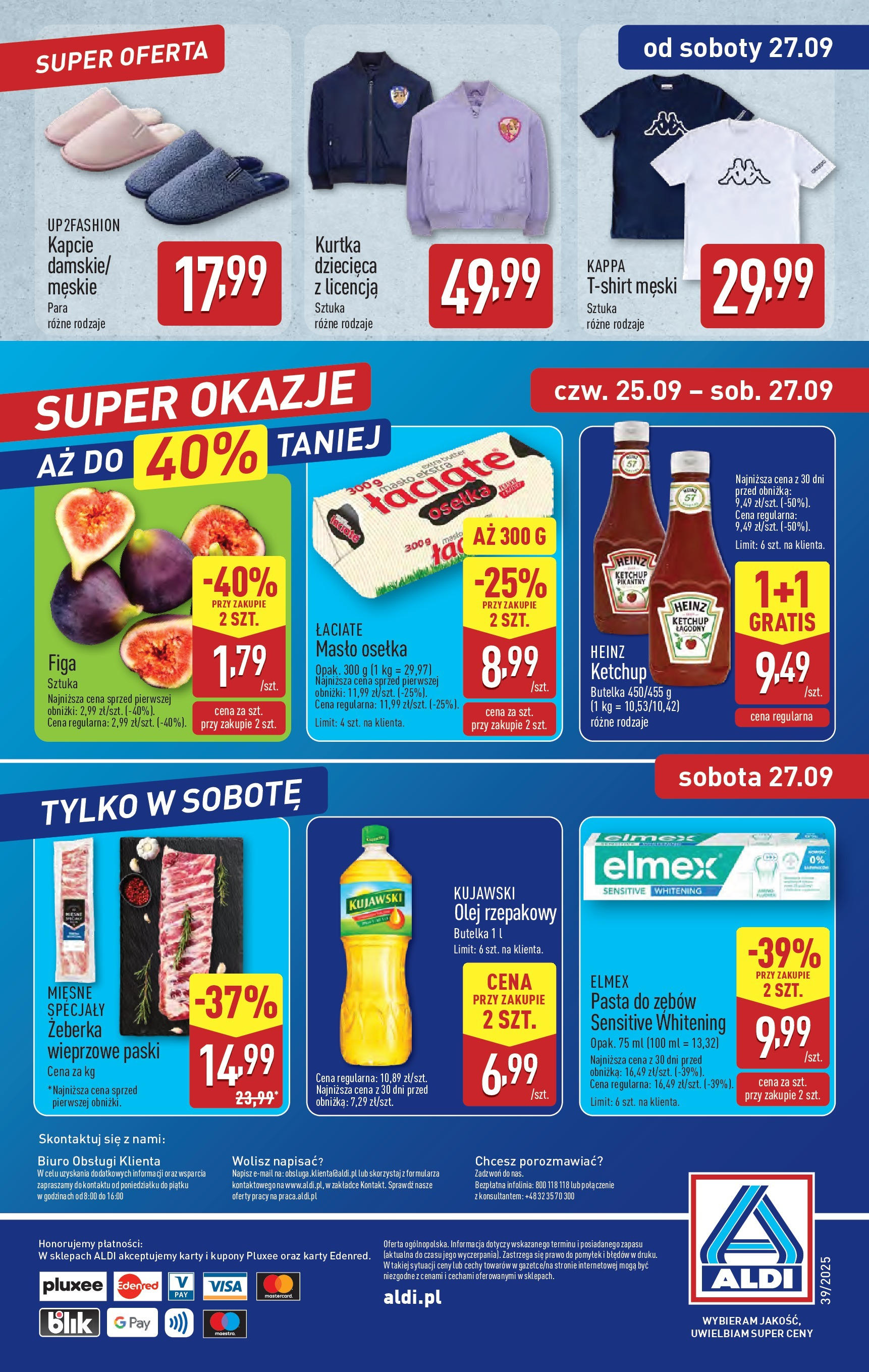 Aldi Gazetka od 22.09.2025 | Nowa PDF gazetka | Strona: 39 | Produkty: Kurtka, Ketchup, Masło, Pasta do zębów Aldi Gazetka od 22.09.2025 - Ulotka PDF, promocje | Strona: 39 | Produkty: Kurtka, Ketchup, Masło, Pasta do zębów