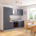 Castorama Cuisine compl&egrave;te mont&eacute;e All in Sophia gris L. 255 cm avec &eacute;lectrom&eacute;nager - au 01.07.2026