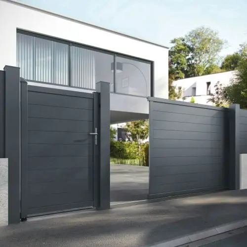 Portail motoris&eacute; coulissant Jardimat Alpes Gris anthracite RAL 7016, 350 x 160 cm
