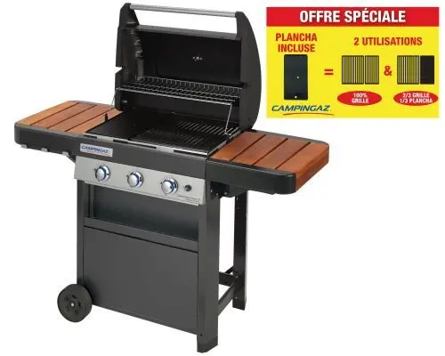 Barbecue au gaz 3 series classic WLD 2 en 1 + Plancha noir Campingaz