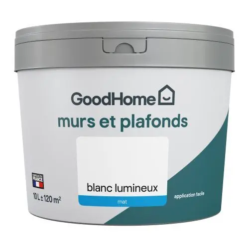 Peinture(d) murs et plafonds GoodHome blanc mat 10L