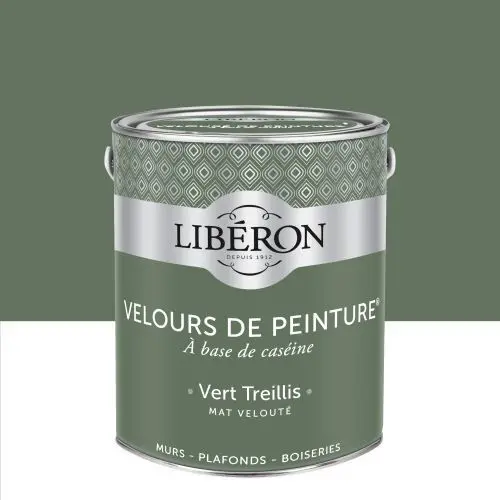 Peinture(d) murs, plafonds et boiseries Velours de peinture vert treillis Lib&eacute;ron 2,5L