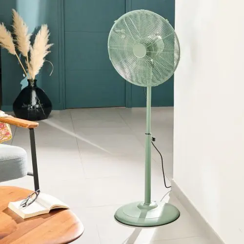 Ventilateur sur pied 45W m&eacute;tal vert