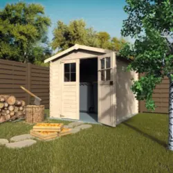 Abri de jardin Milo bois naturel &eacute;p.19 mm surface totale 5,62m&sup2;