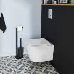 Pack WC suspendu blanc cuvette sans bride Fuerte et b&acirc;ti-support sol et mur Grohe