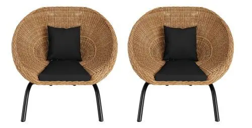 2 fauteuils GoodHome Loa effet rotin