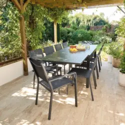 Table de jardin extensible aluminium gris anthracite L.135/270 x l.90 x H.75 cm