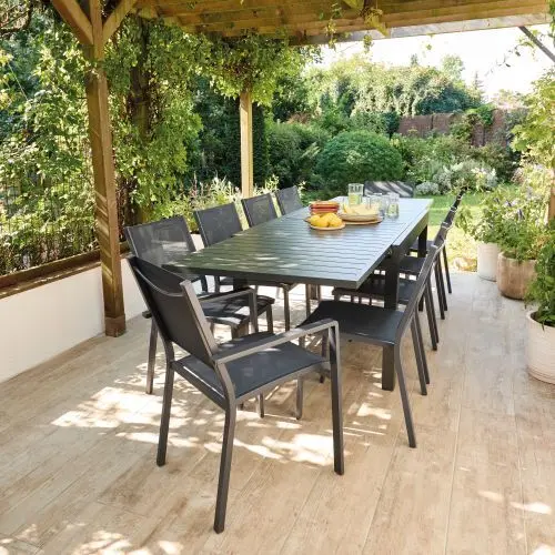 Table de jardin extensible aluminium gris anthracite L.135/270 x l.90 x H.75 cm