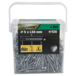 Vis pour terrasse Torx acier inoxydable A2 5 x 50 mm Turbodrive, 500 pi&egrave;ces