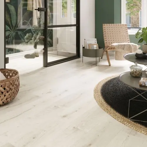 Sol stratifi&eacute; clipsable Rowley ch&ecirc;ne gris clair 8 mm L. 129,2 x l. 19,3 cm