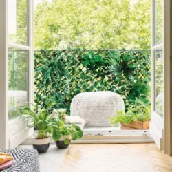 Treillis extensible osier avec feuilles artificielles L. 2 x H. 1 m