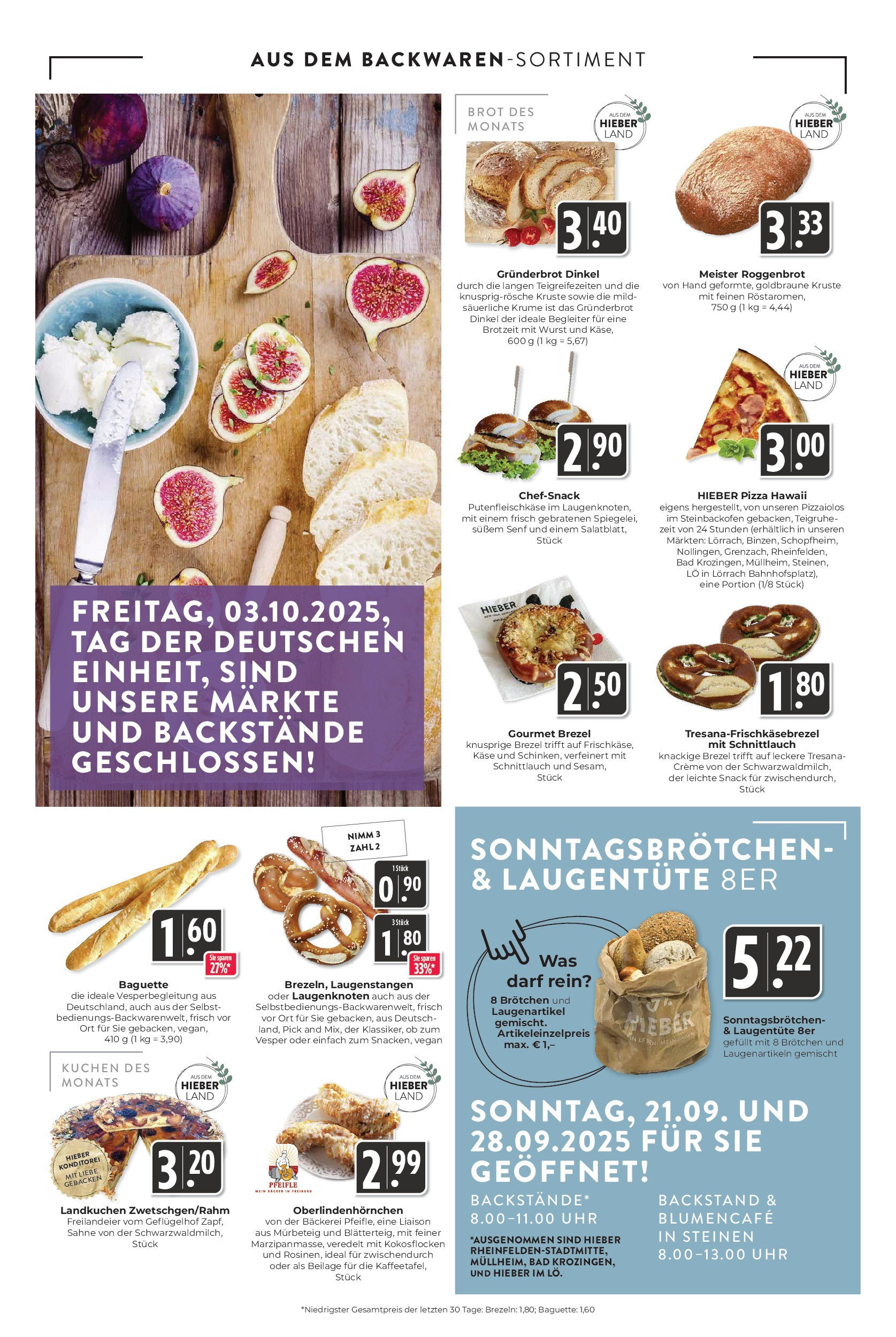 Entdecke - Hieber's Frischecenter: Meine Woche (ab 21.09.2025) zum Blättern | Seite: 6 | Produkte: Bäckerei, Brot, Pizza, Sahne
