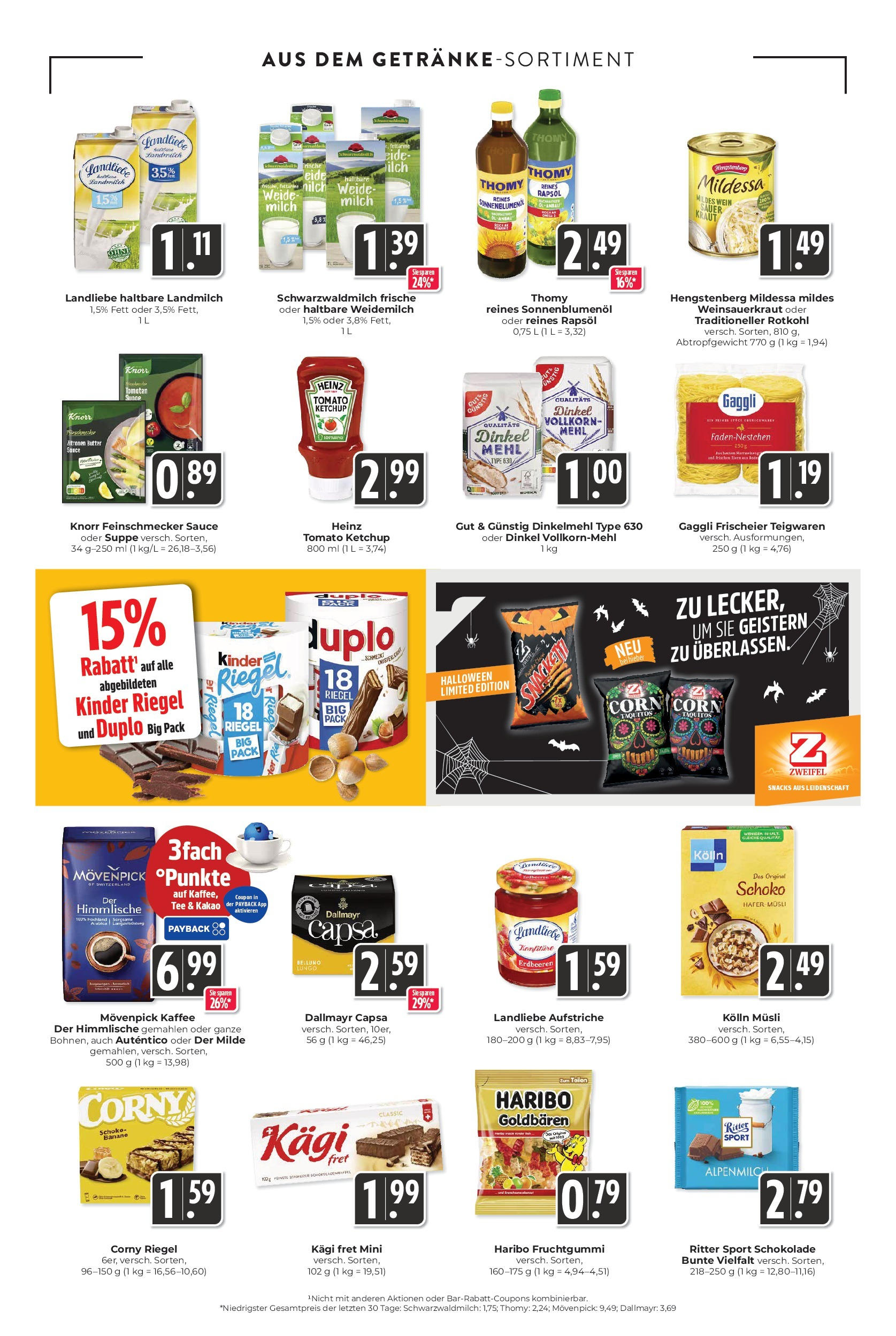 Entdecke - Hieber's Frischecenter: Meine Woche (ab 21.09.2025) zum Blättern | Seite: 14 | Produkte: Mehl, Sonnenblumenol, Ritter sport, Movenpick kaffee