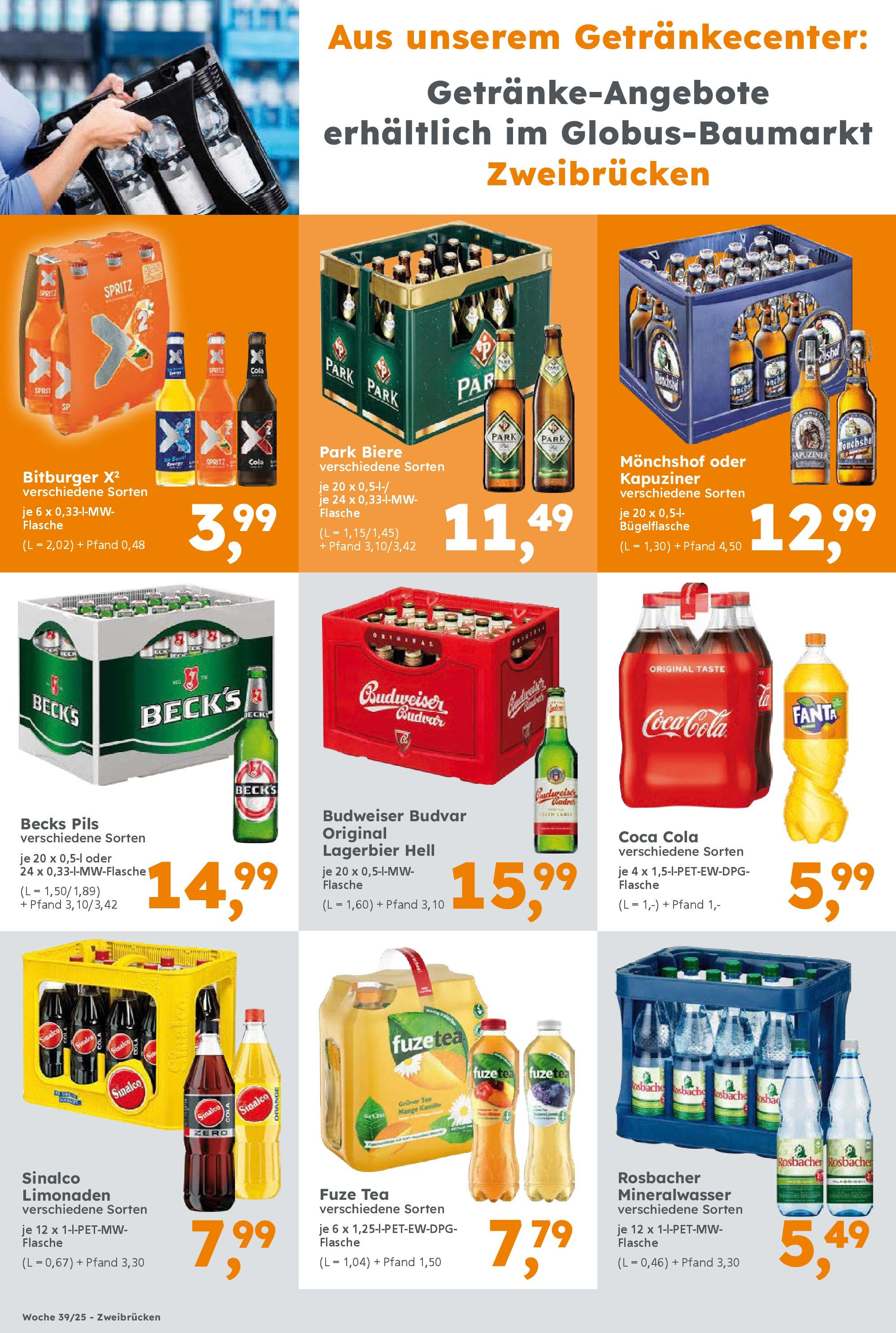 Globus Baumarkt prospekt Zweibrücken (ab 21.09.2025) zum Blättern | Seite: 8 | Produkte: Monchshof, Fanta, Pils, Mineralwasser Globus Baumarkt prospekt Zweibrücken (ab 21.09.2025) zum Blättern | Seite: 8 | Produkte: Monchshof, Fanta, Pils, Mineralwasser