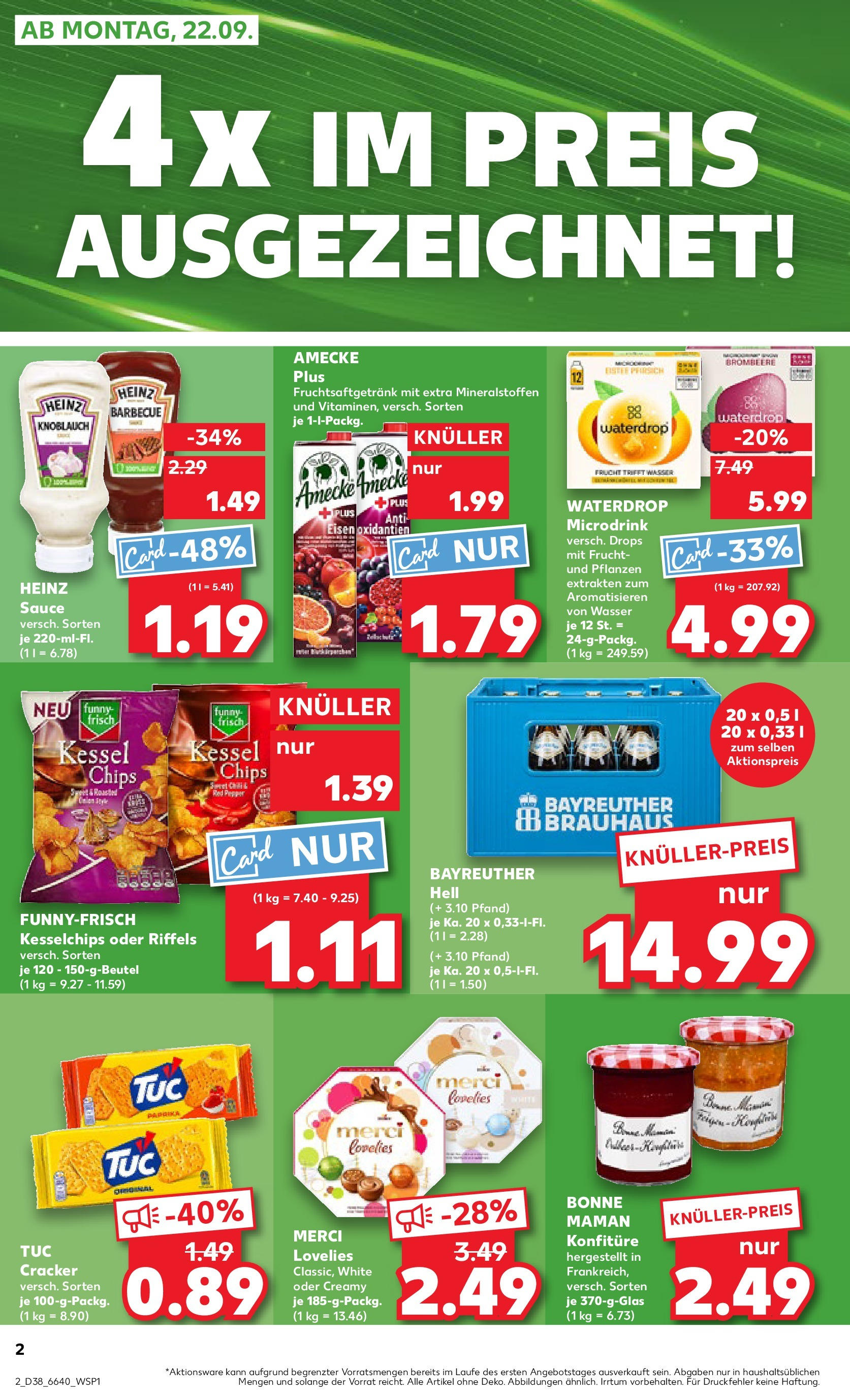 Prospekt Kaufland ab 21.09.2025 » Angebote und Werbung Online | Seite: 2 | Produkte: Bayreuther hell, Pfirsich, Chips, Bonne maman Prospekt Kaufland ab 21.09.2025 » Angebote Online zum Blättern | Seite: 2 | Produkte: Bayreuther hell, Pfirsich, Chips, Bonne maman