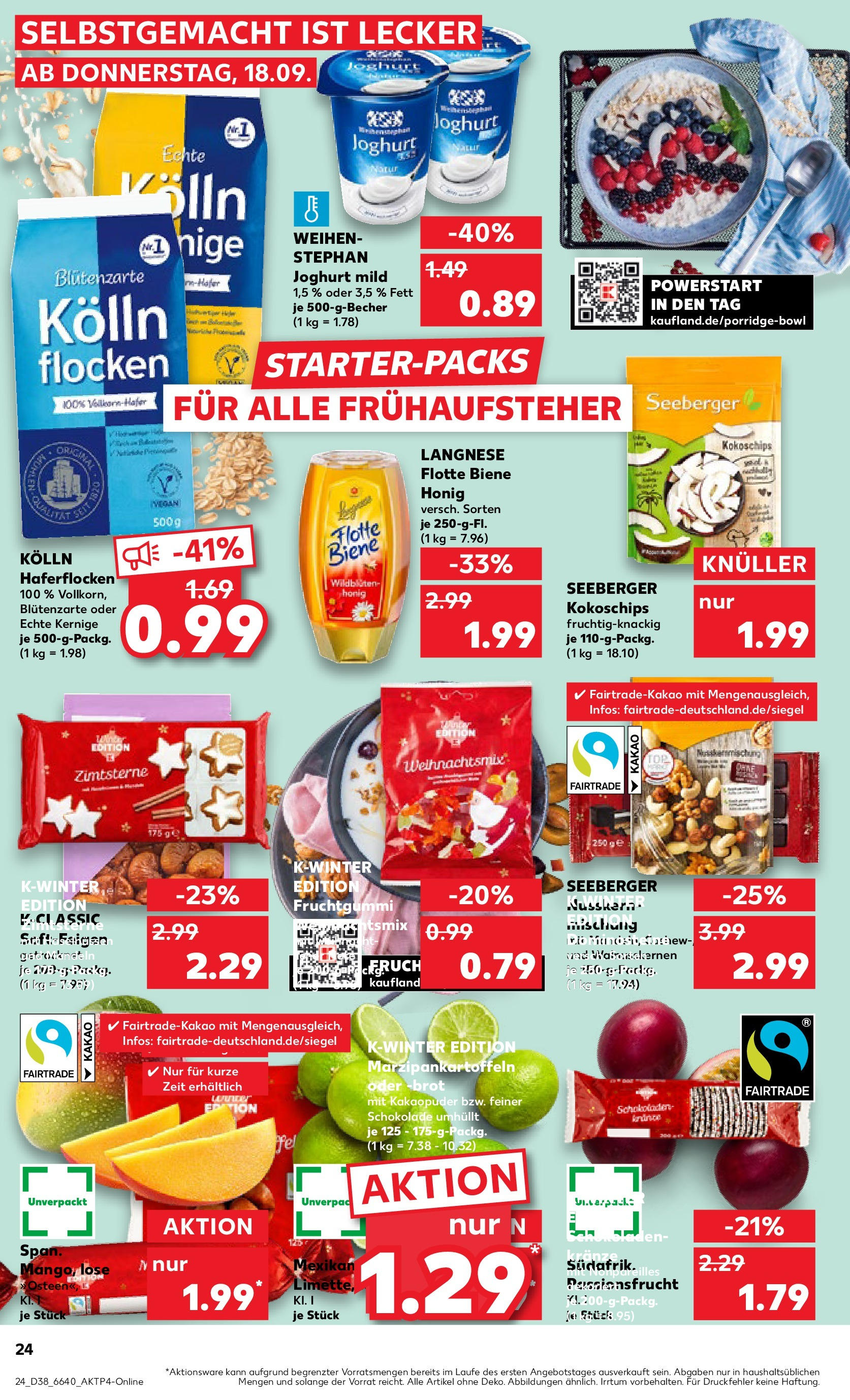 Prospekt Kaufland ab 21.09.2025 » Angebote und Werbung Online | Seite: 24 | Produkte: Kolln haferflocken, Schokolade, Chips, Flocken Prospekt Kaufland ab 21.09.2025 » Angebote Online zum Blättern | Seite: 24 | Produkte: Kolln haferflocken, Schokolade, Chips, Flocken