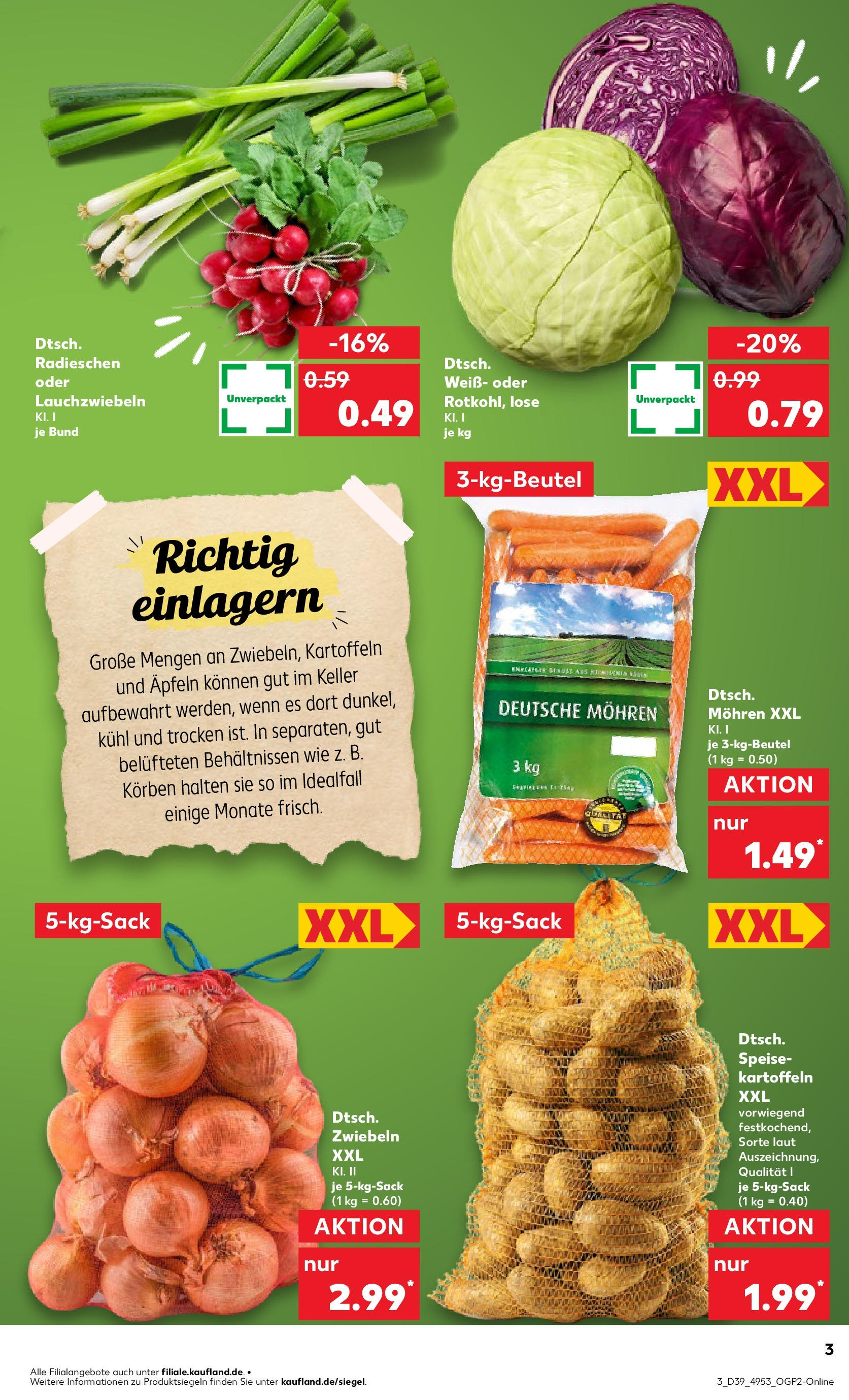 Prospekt Kaufland ab 25.09.2025 » Angebote Online zum Blättern | Seite: 3 | Produkte: Mohren, Kartoffeln, Zwiebeln