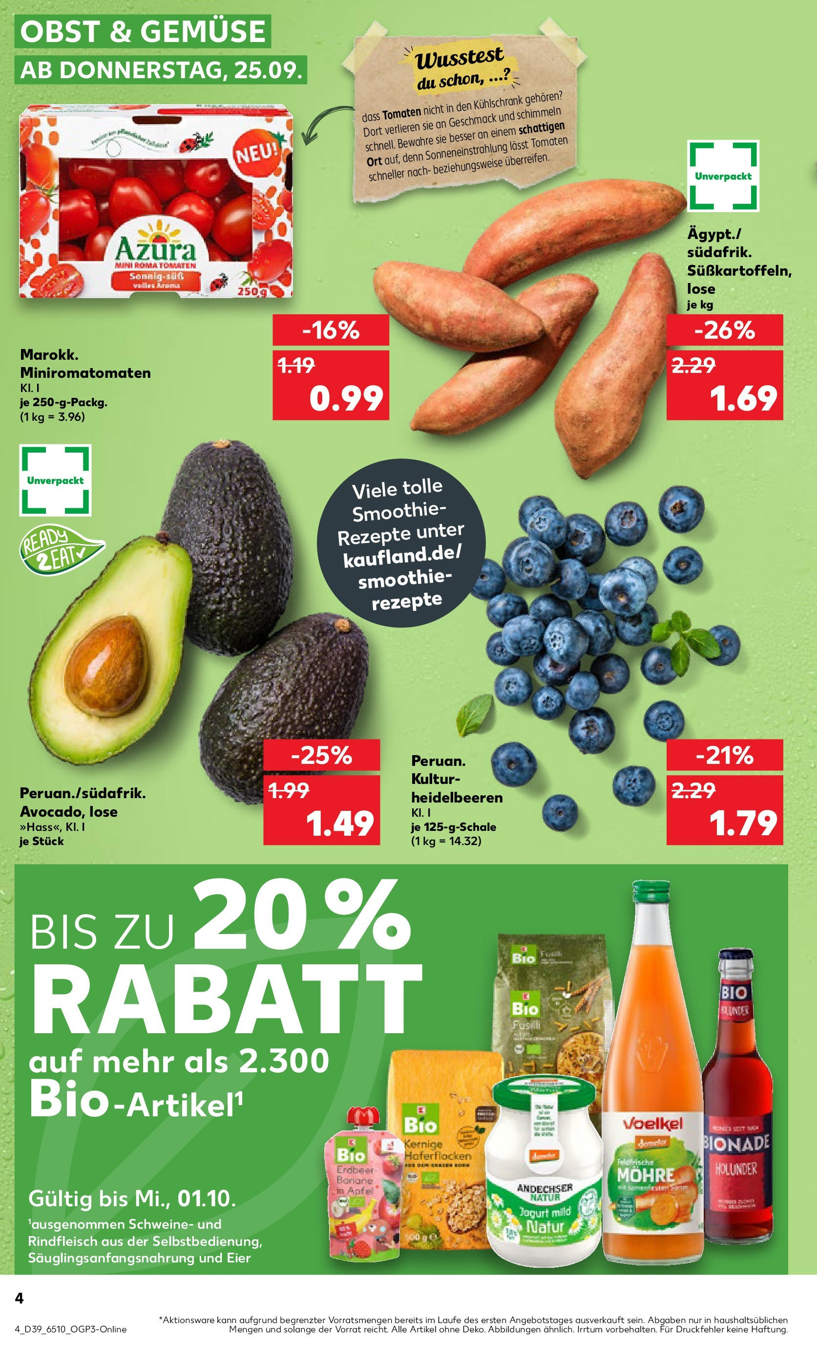 Prospekt Kaufland ab 25.09.2025 » Angebote Online zum Blättern | Seite: 4 | Produkte: Kühlschrank, Heidelbeeren, Obst, Rindfleisch