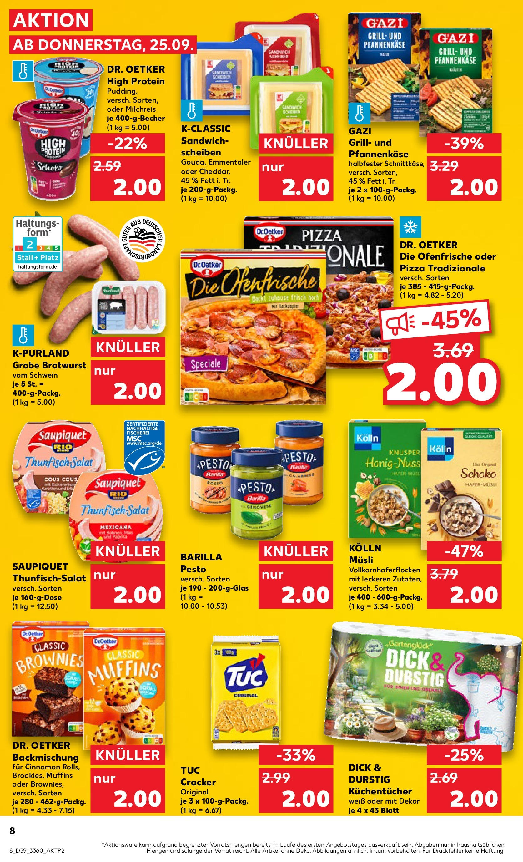 Prospekt Kaufland ab 25.09.2025 » Angebote Online zum Blättern | Seite: 8 | Produkte: Kolln musli, Bratwurst, Ofenfrische, Salat