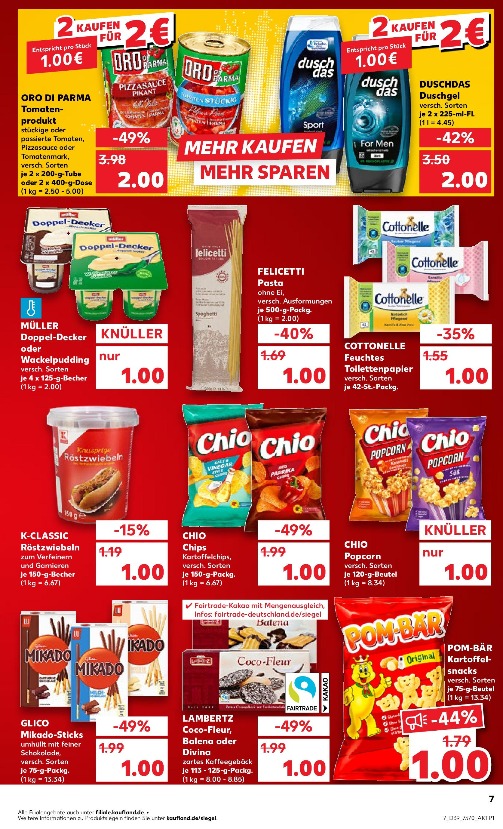 Prospekt Kaufland ab 25.09.2025 » Angebote Online zum Blättern | Seite: 7 | Produkte: Schokolade, Pudding, Shower Gel, Toilettenpapier