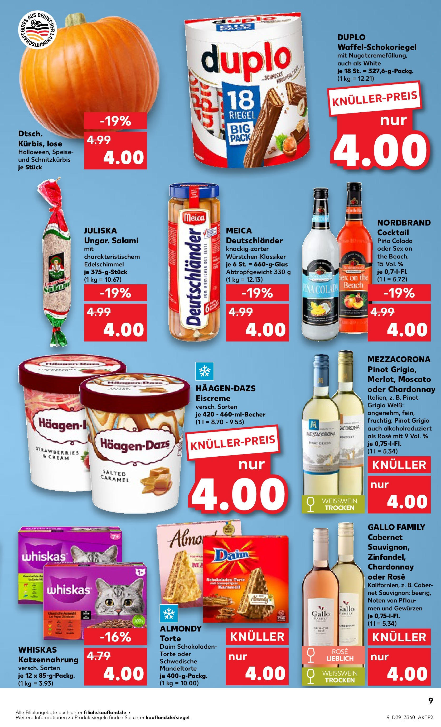 Prospekt Kaufland ab 25.09.2025 » Angebote Online zum Blättern | Seite: 9 | Produkte: Pflaumen, Weißwein, Salami, Whiskas