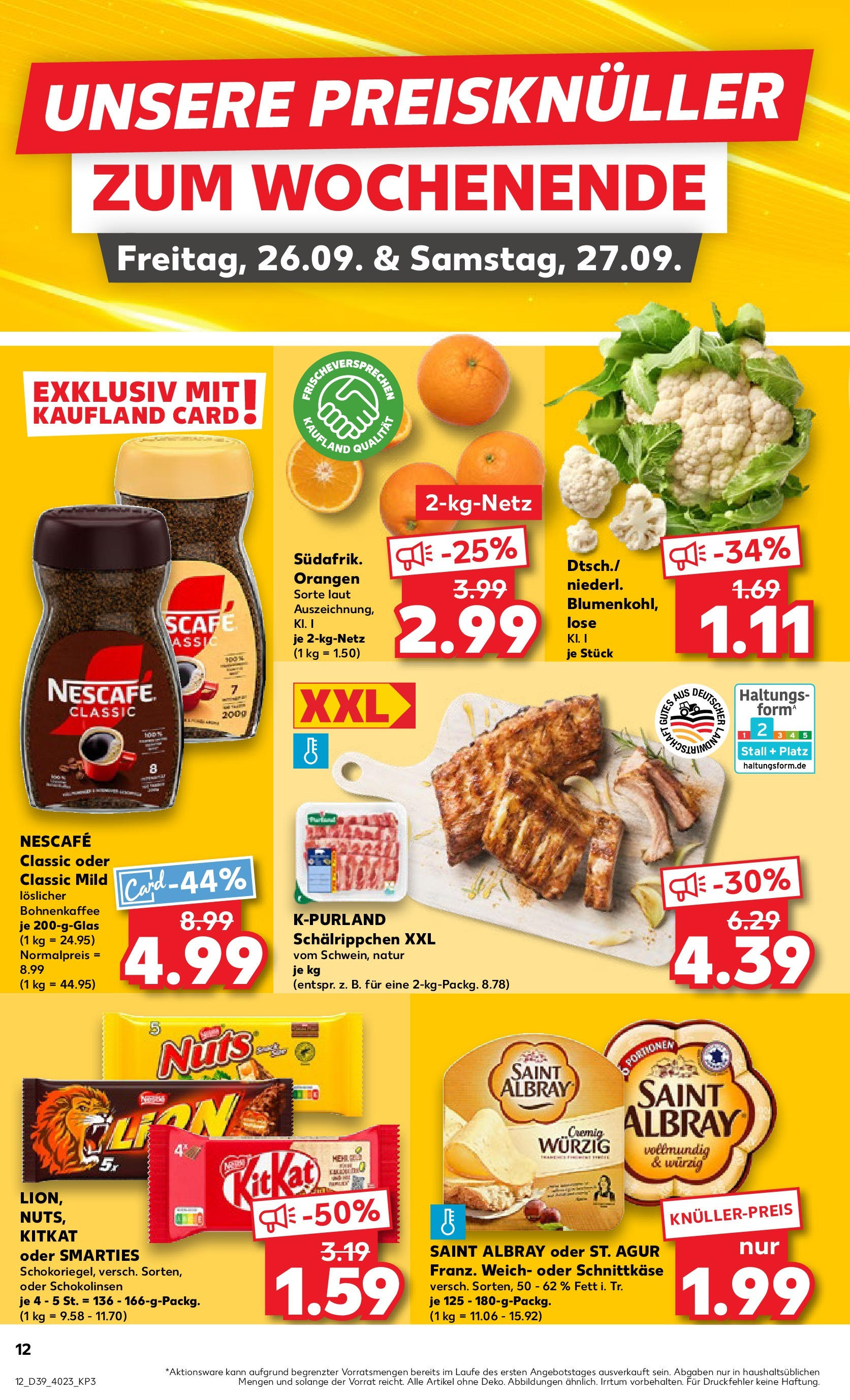 Prospekt Kaufland ab 25.09.2025 » Angebote Online zum Blättern | Seite: 12 | Produkte: Nescafe, Smarties, Orangen, Nescafe classic