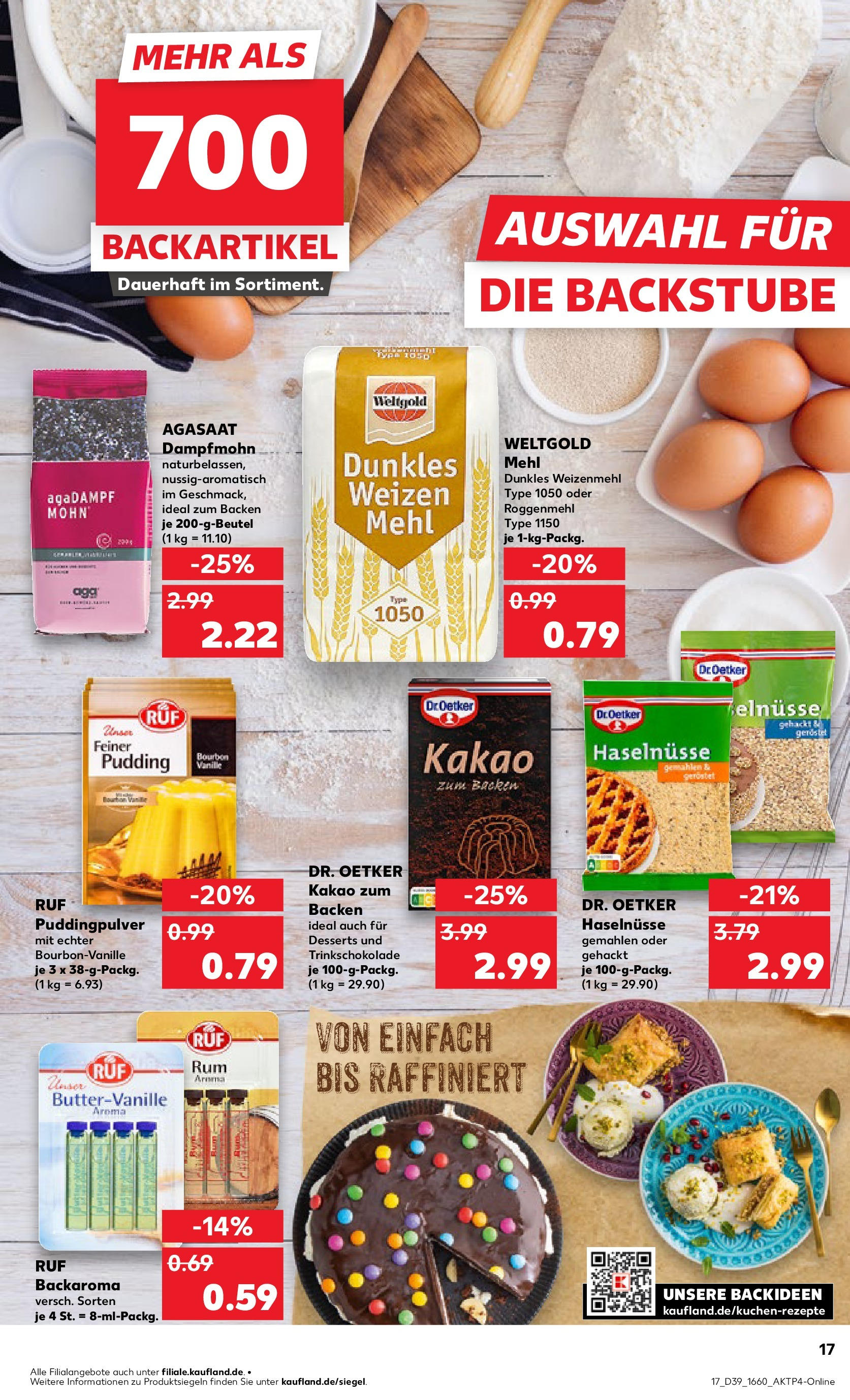 Prospekt Kaufland ab 25.09.2025 » Angebote Online zum Blättern | Seite: 17 | Produkte: Mehl, Weizenmehl, Pudding, Bourbon