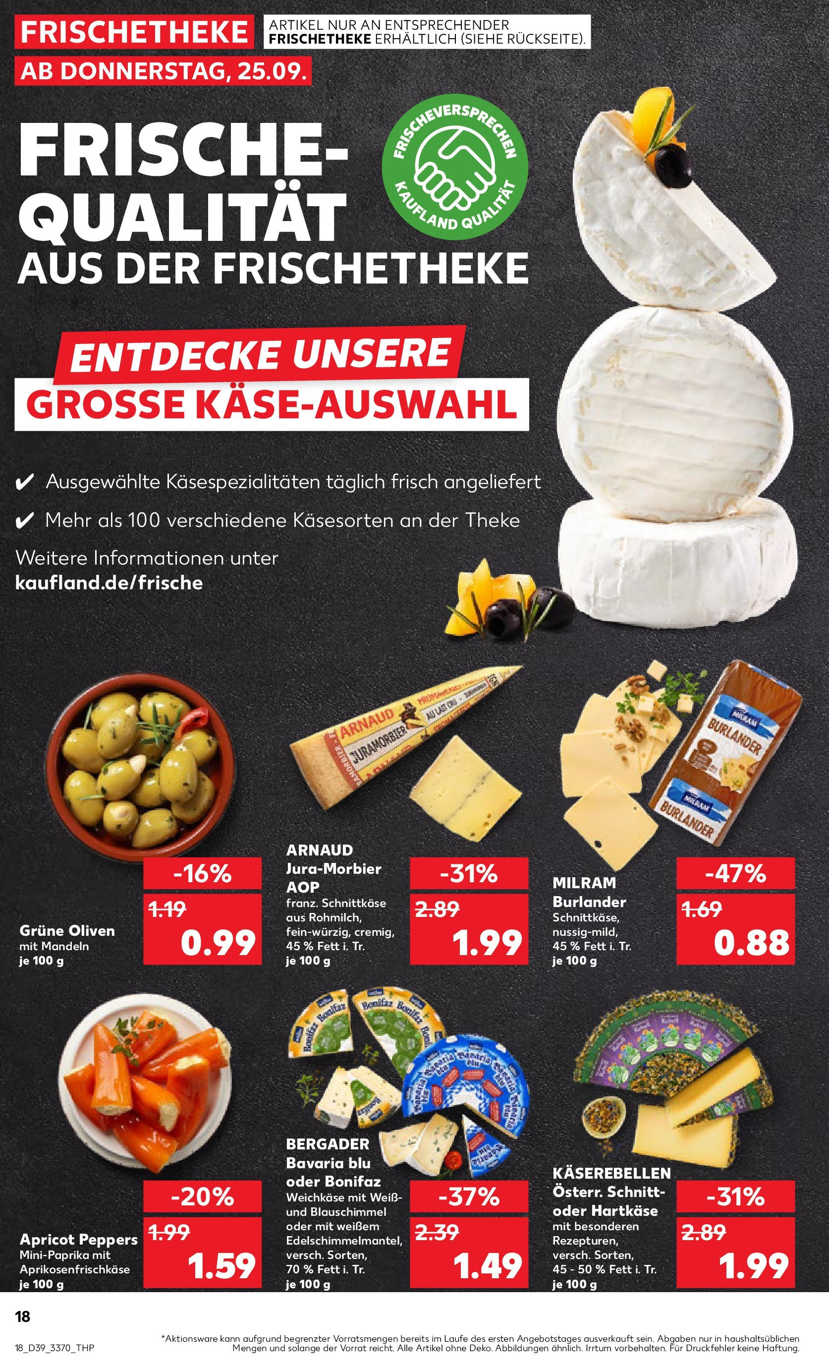 Prospekt Kaufland ab 25.09.2025 » Angebote Online zum Blättern | Seite: 18 | Produkte: Theke, Mandeln, Milram