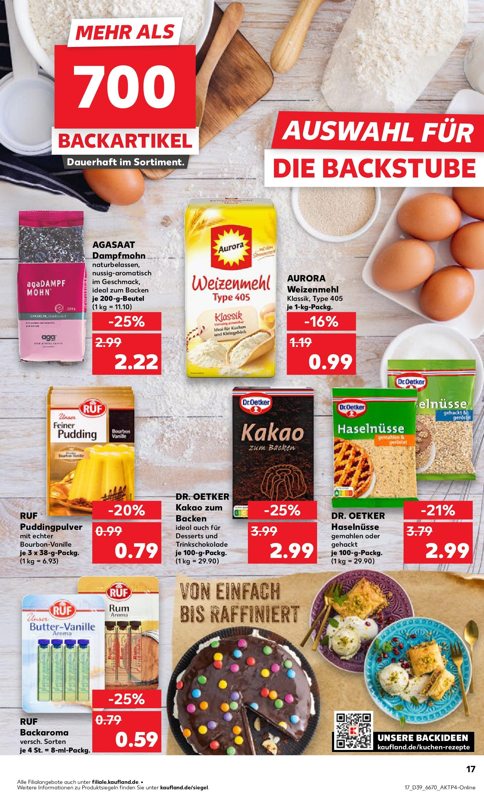 Prospekt Kaufland ab 25.09.2025 » Angebote Online zum Blättern | Seite: 17 | Produkte: Weizenmehl, Pudding, Bourbon, Kuchen