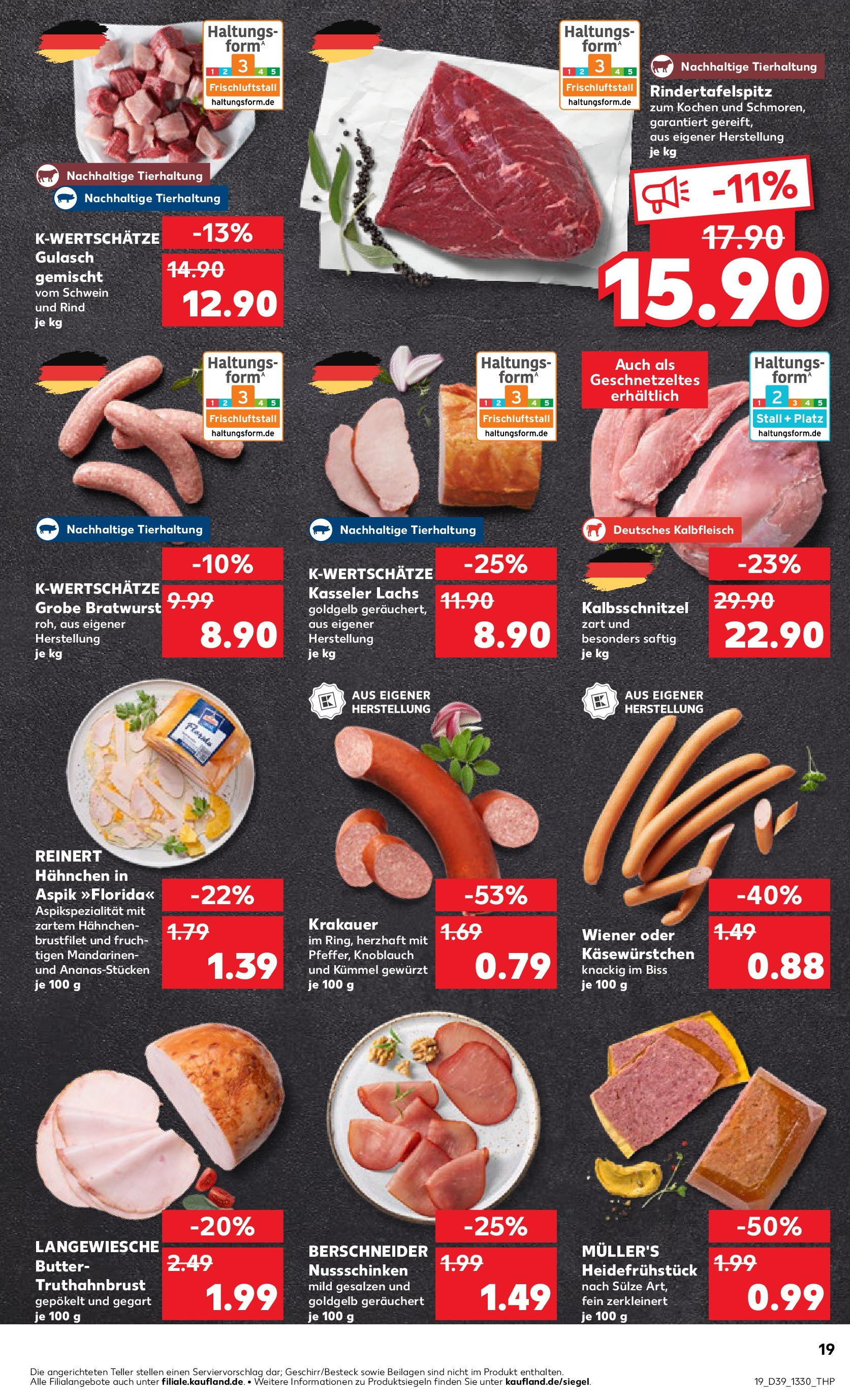 Prospekt Kaufland ab 25.09.2025 » Angebote Online zum Blättern | Seite: 19 | Produkte: Butter, Bratwurst, Mandarinen, Gulasch
