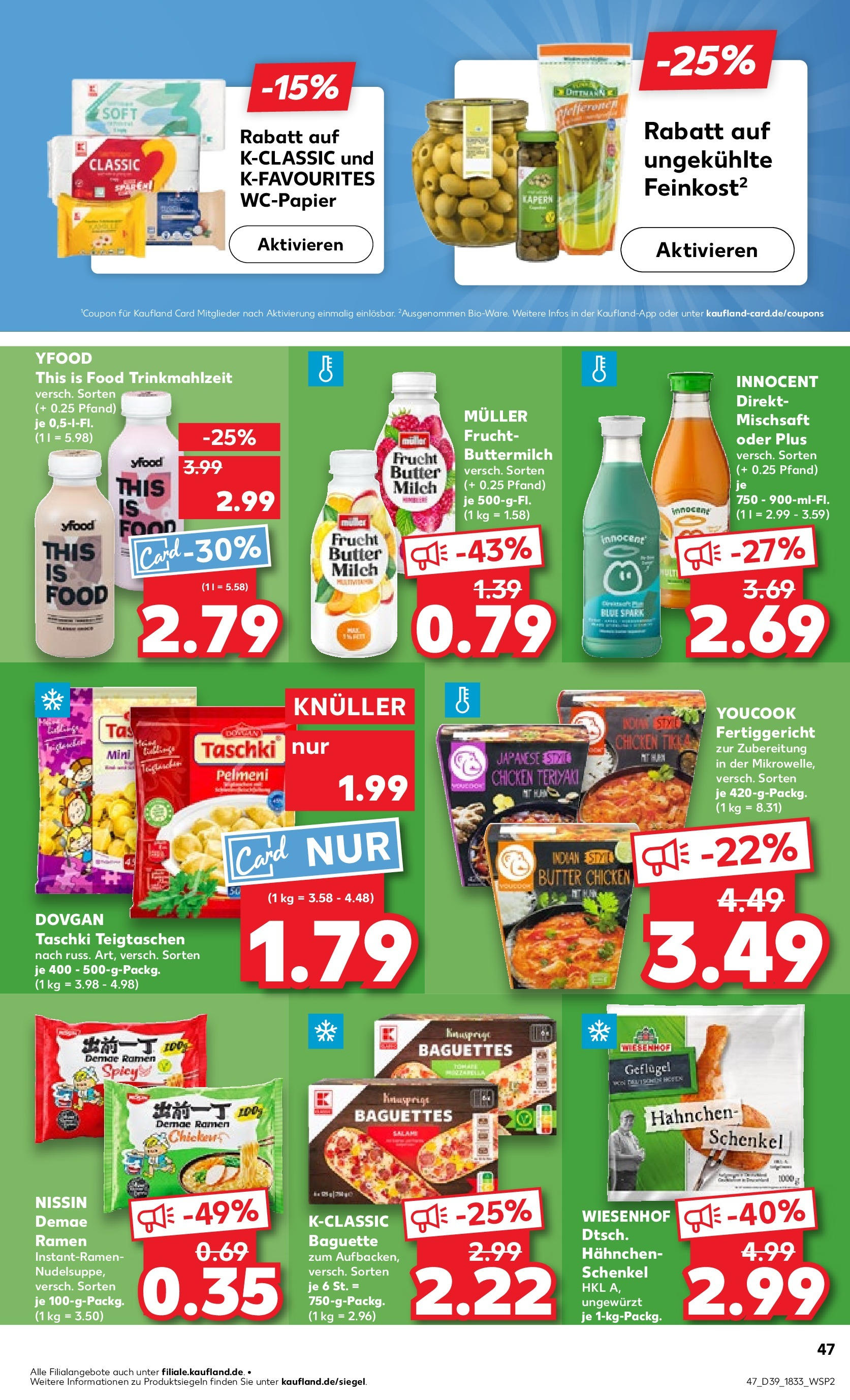 Prospekt Kaufland ab 25.09.2025 » Angebote Online zum Blättern | Seite: 51 | Produkte: Youcook, Milch, Baguette, YFood