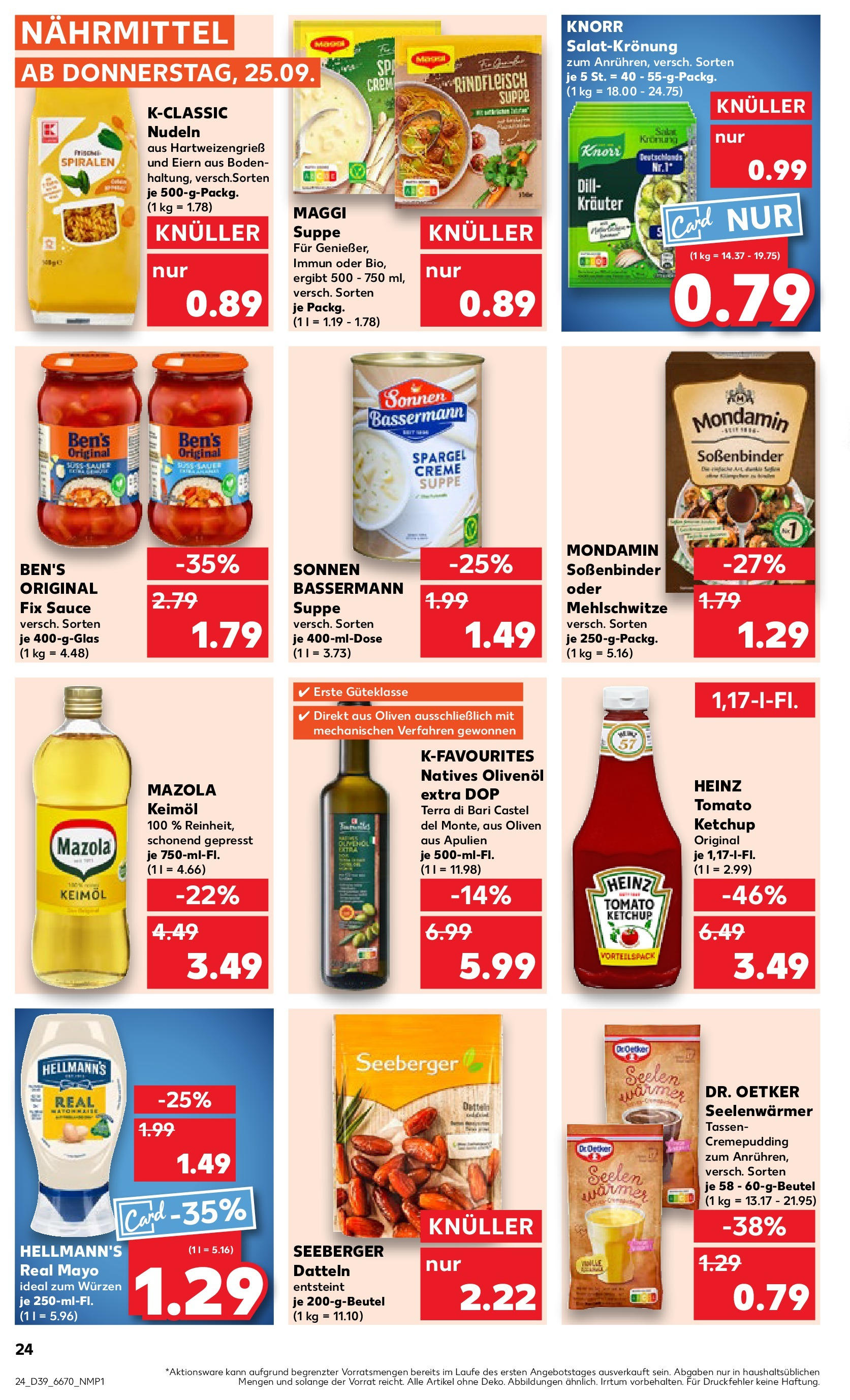 Prospekt Kaufland ab 25.09.2025 » Angebote Online zum Blättern | Seite: 24 | Produkte: Knorr, Creme, Mayonnaise, Maggi suppe