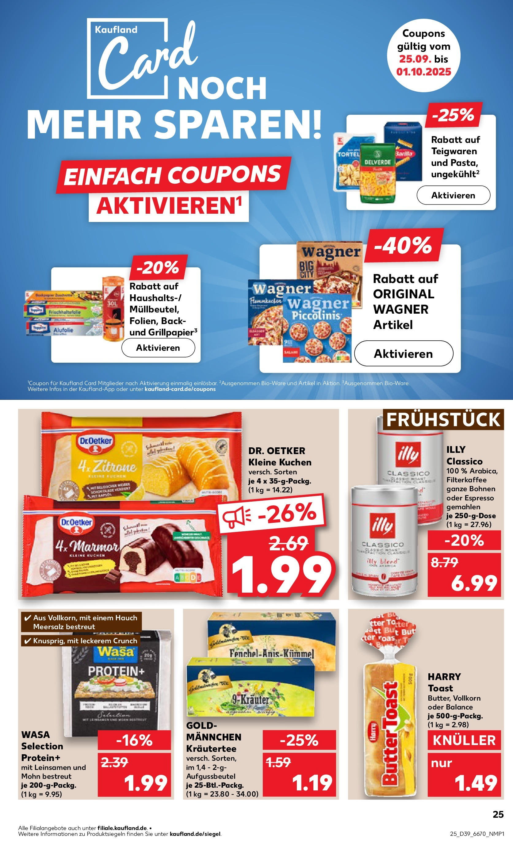 Prospekt Kaufland ab 25.09.2025 » Angebote Online zum Blättern | Seite: 25 | Produkte: Butter, Toast, Piccolinis, Kuchen