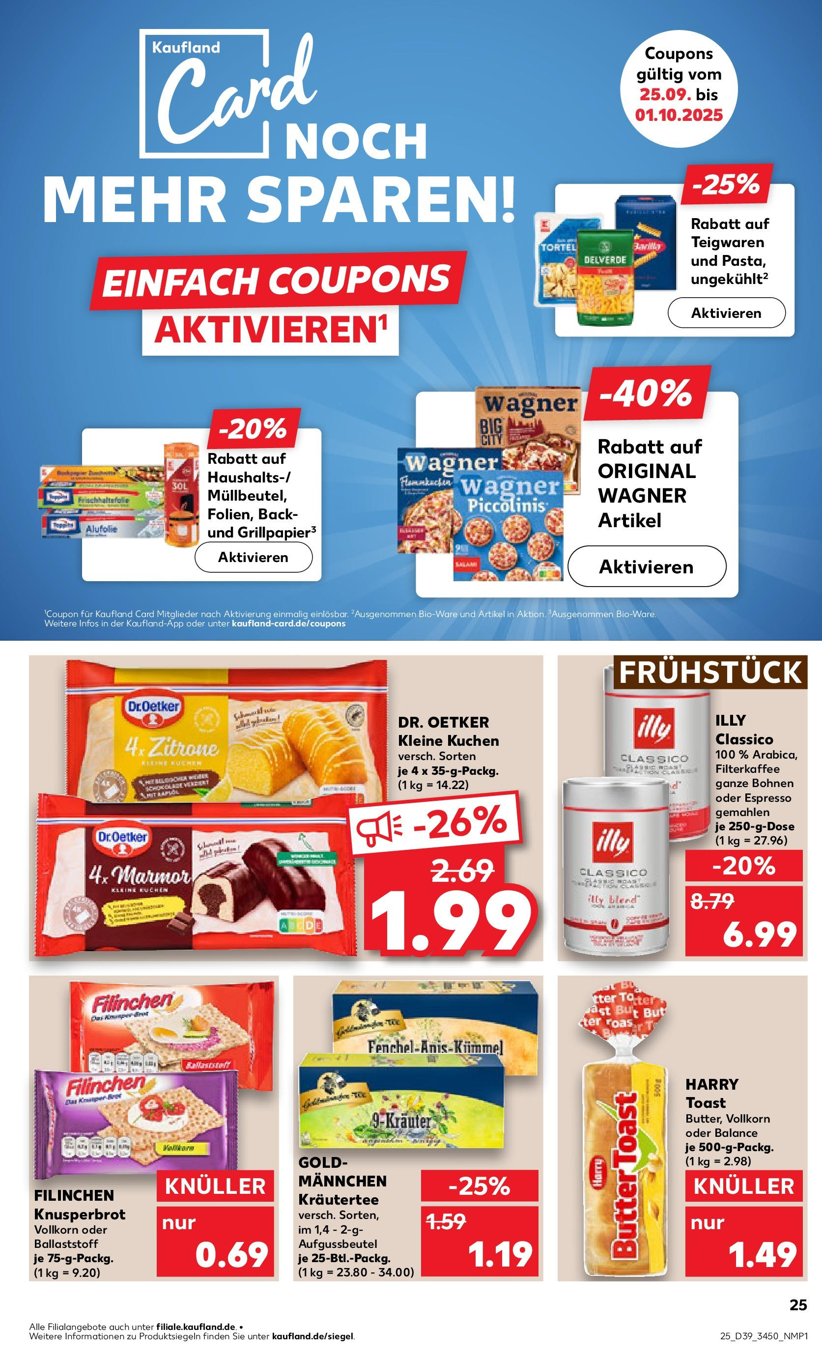 Prospekt Kaufland ab 25.09.2025 » Angebote Online zum Blättern | Seite: 25 | Produkte: Butter, Toast, Rapsöl, Piccolinis