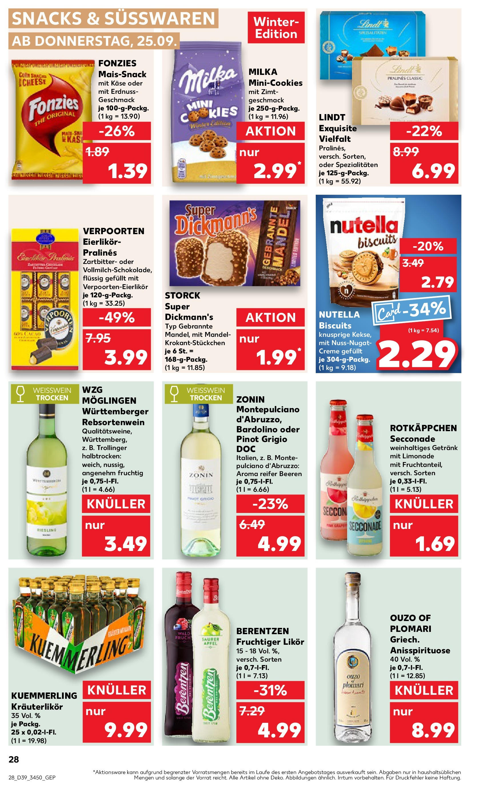 Prospekt Kaufland ab 25.09.2025 » Angebote Online zum Blättern | Seite: 28 | Produkte: Likör, Milka, Kuemmerling, Lindt