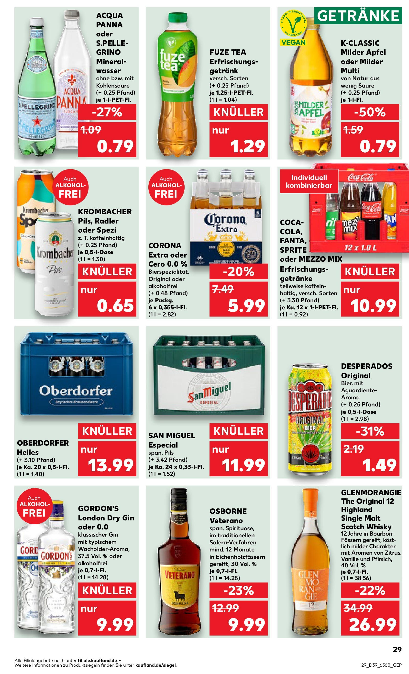 Prospekt Kaufland ab 25.09.2025 » Angebote Online zum Blättern | Seite: 29 | Produkte: Mineralwasser, Apple, Wasser, Gin