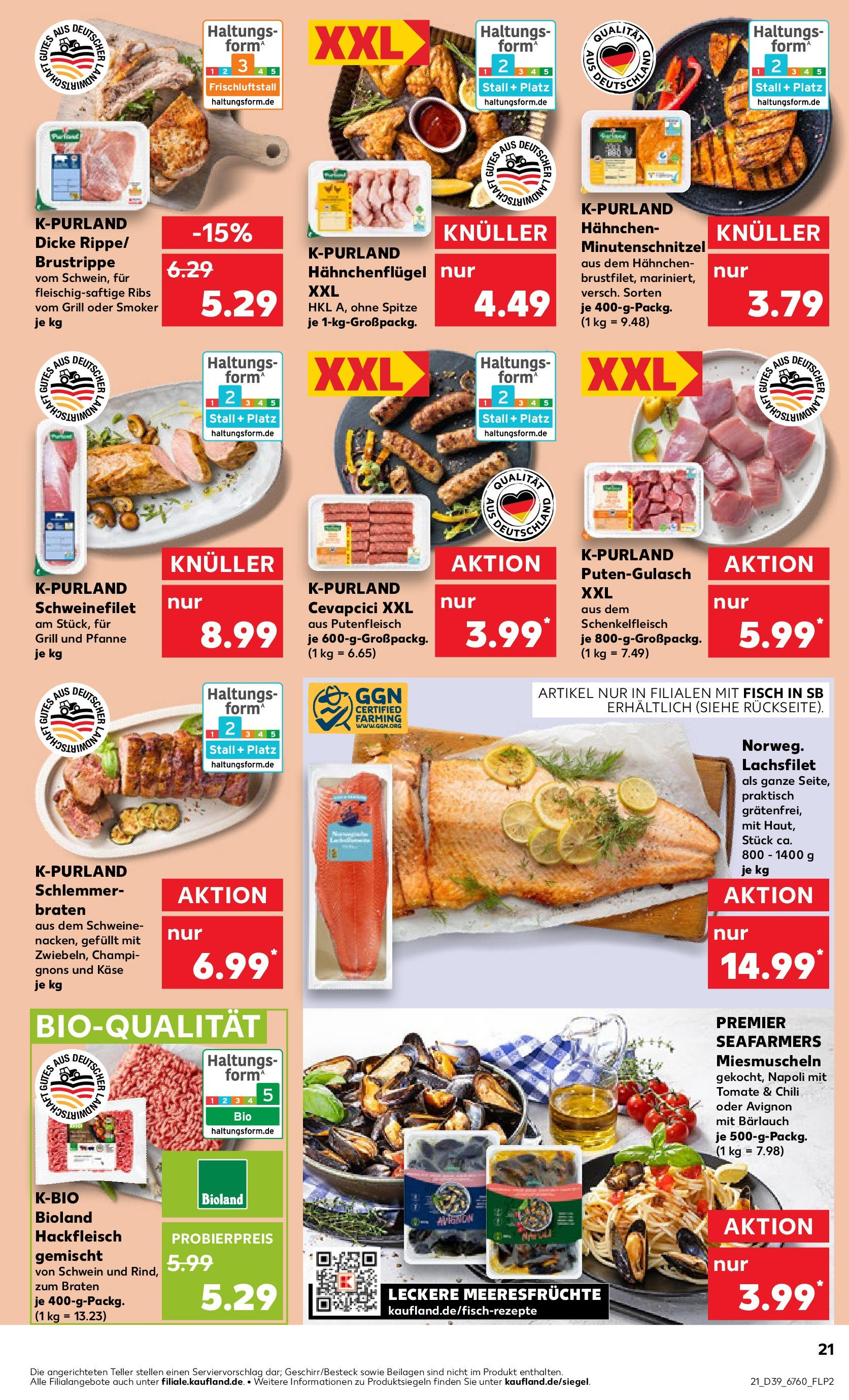 Prospekt Kaufland ab 25.09.2025 » Angebote Online zum Blättern | Seite: 21 | Produkte: Käse, Cevapcici, Schweinefilet, Chili