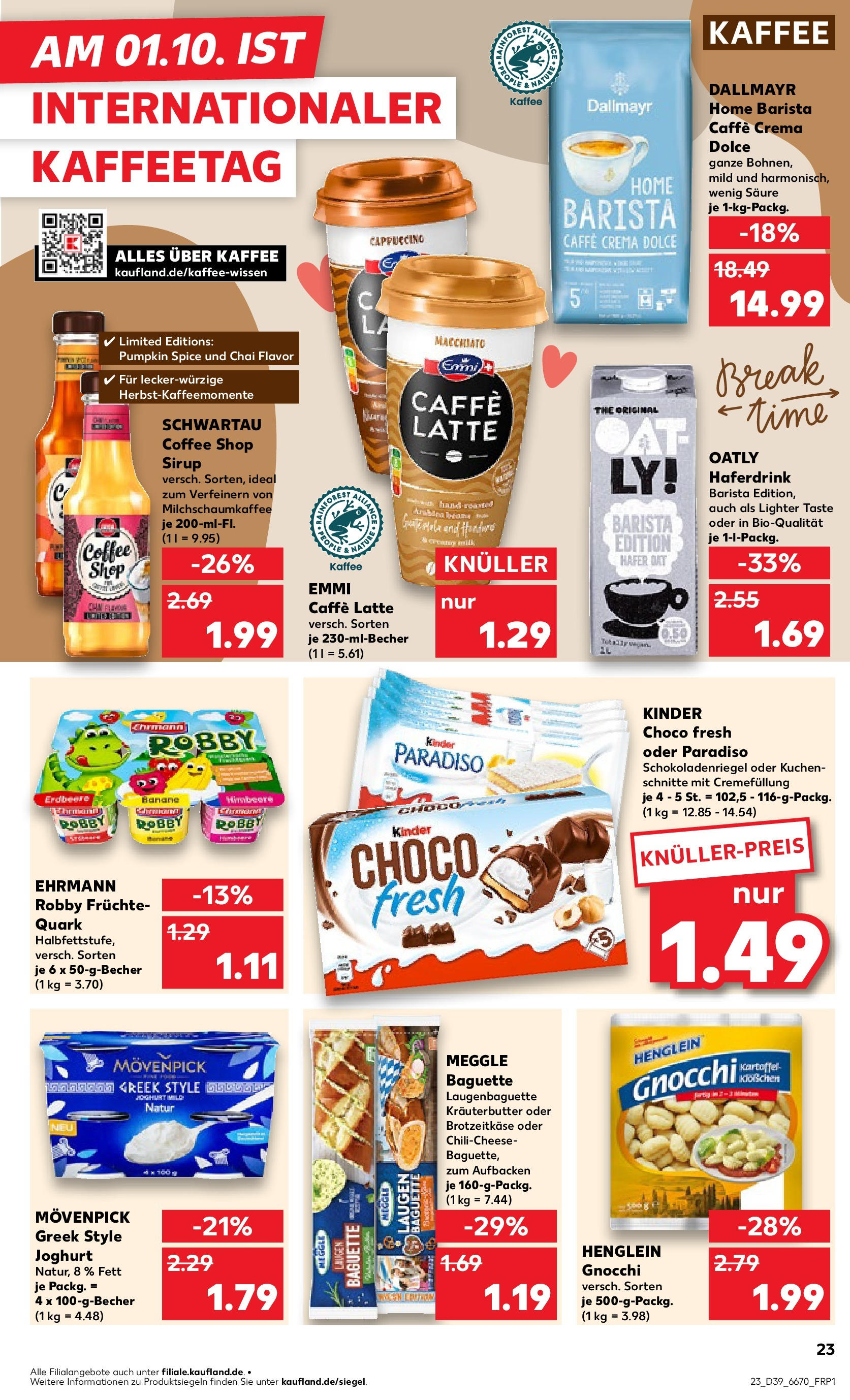 Prospekt Kaufland ab 25.09.2025 » Angebote Online zum Blättern | Seite: 23 | Produkte: Kaffee, Sirup, Haferdrink, Oatly