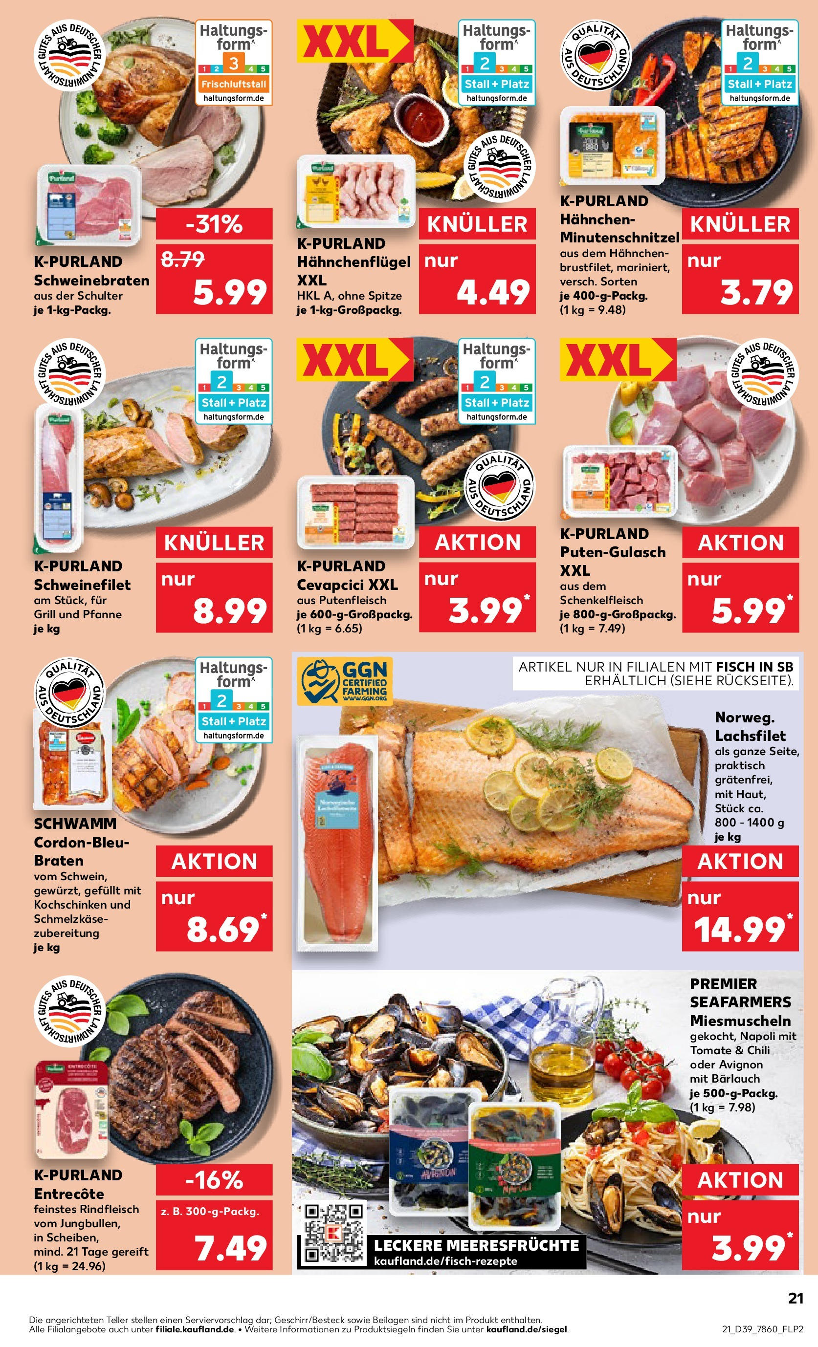 Prospekt Kaufland ab 25.09.2025 » Angebote Online zum Blättern | Seite: 21 | Produkte: Cevapcici, Fisch, Meeresfrüchte, Rindfleisch