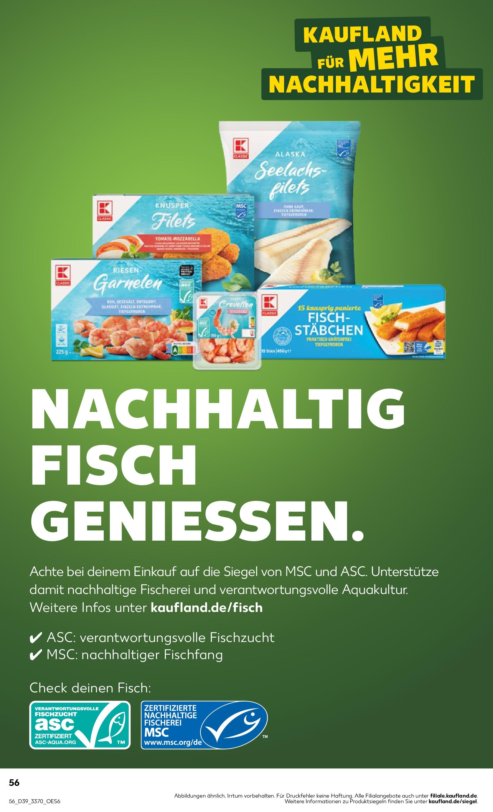 Prospekt Kaufland ab 25.09.2025 » Angebote Online zum Blättern | Seite: 56 | Produkte: Mozzarella, Garnelen, Fisch