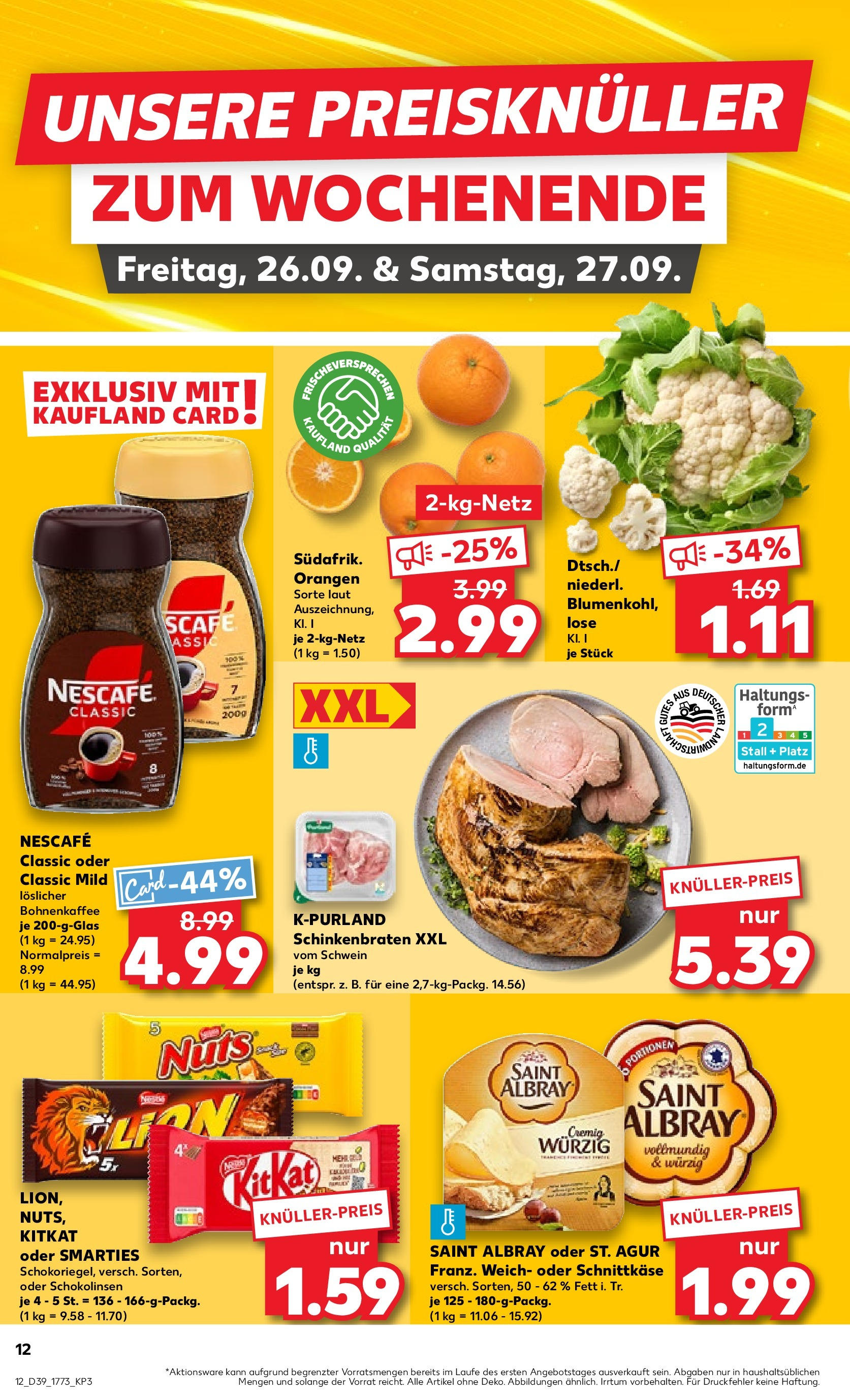 Prospekt Kaufland ab 25.09.2025 » Angebote Online zum Blättern | Seite: 16 | Produkte: Nescafe, Orangen, Nescafe classic, Blumenkohl