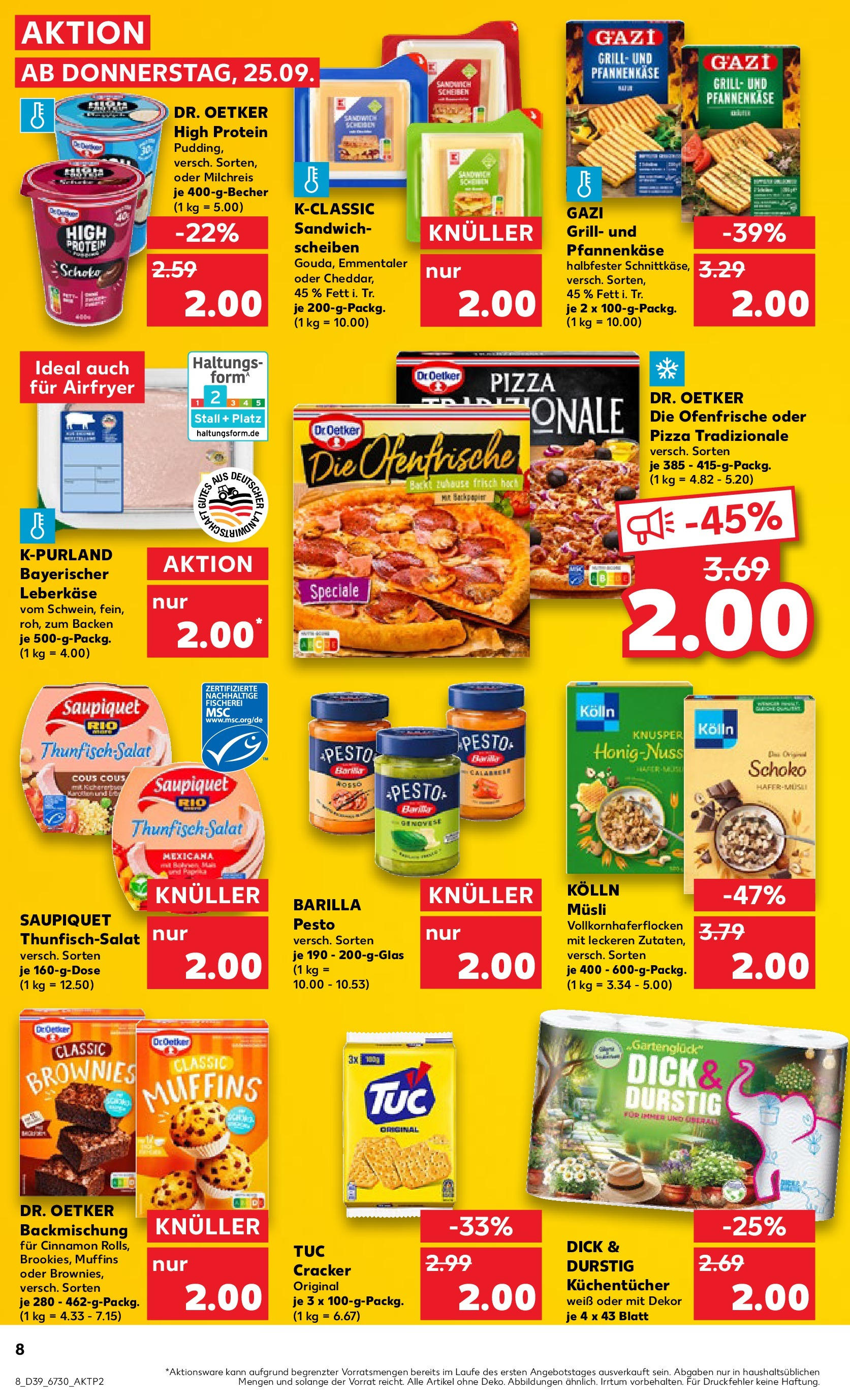 Prospekt Kaufland ab 25.09.2025 » Angebote Online zum Blättern | Seite: 8 | Produkte: Grill, Thunfisch, Ofenfrische, Leberkase