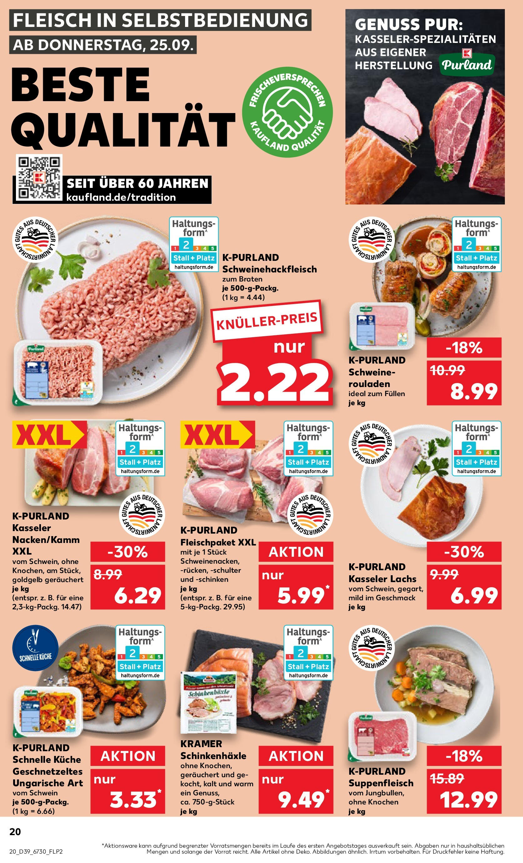 Prospekt Kaufland ab 25.09.2025 » Angebote Online zum Blättern | Seite: 20 | Produkte: Küche, Lachs, Suppenfleisch, Schinken