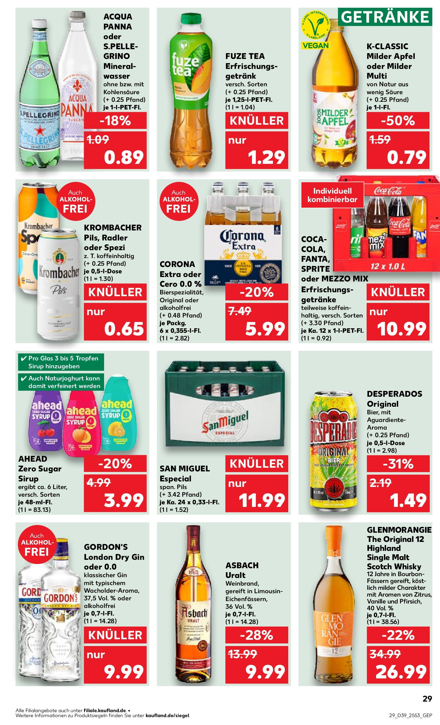Prospekt Kaufland ab 25.09.2025 » Angebote Online zum Blättern | Seite: 29 | Produkte: Pils, Sirup, Radler, Wasser