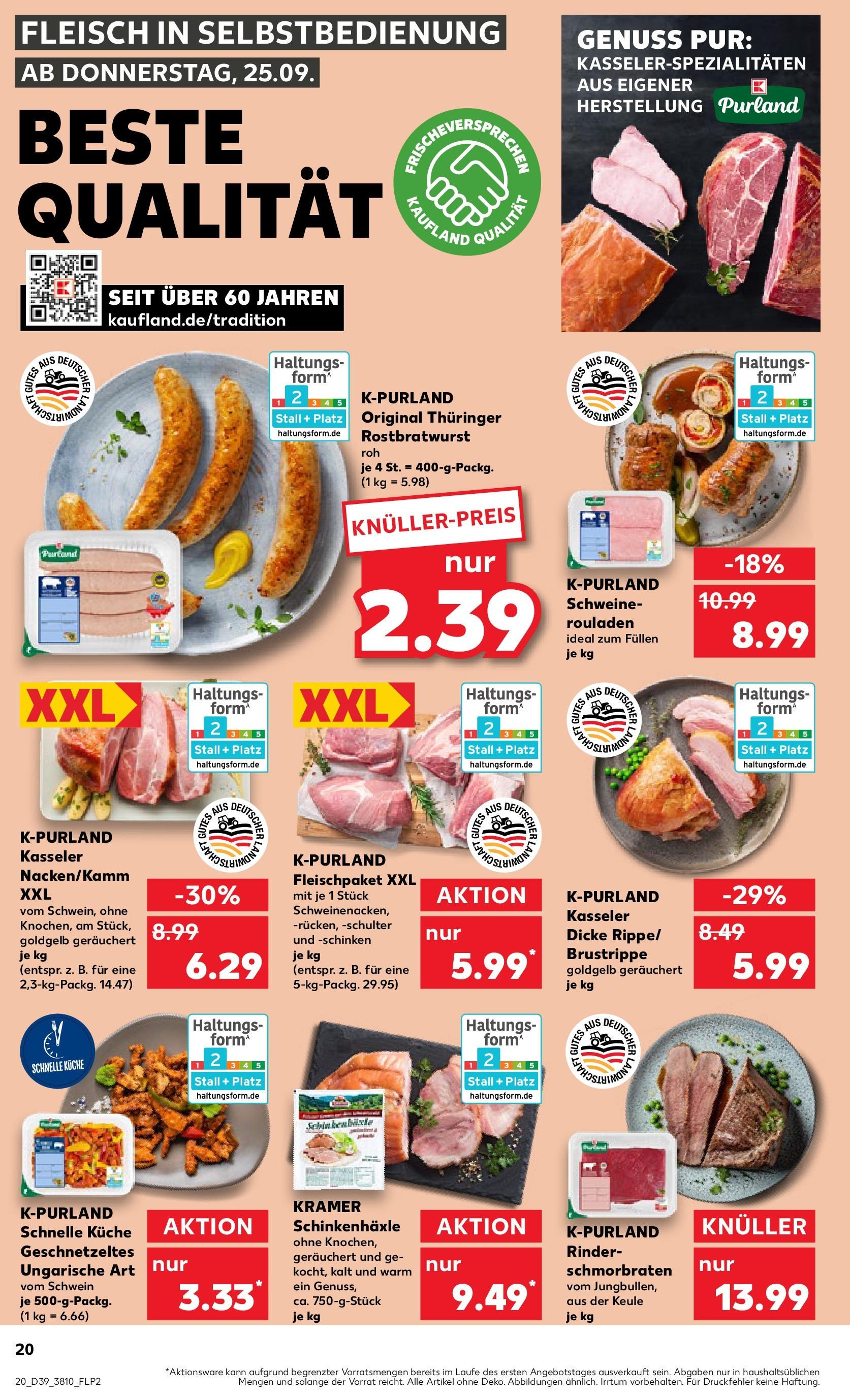 Prospekt Kaufland ab 25.09.2025 » Angebote Online zum Blättern | Seite: 20 | Produkte: Küche, Schinken, Fleisch