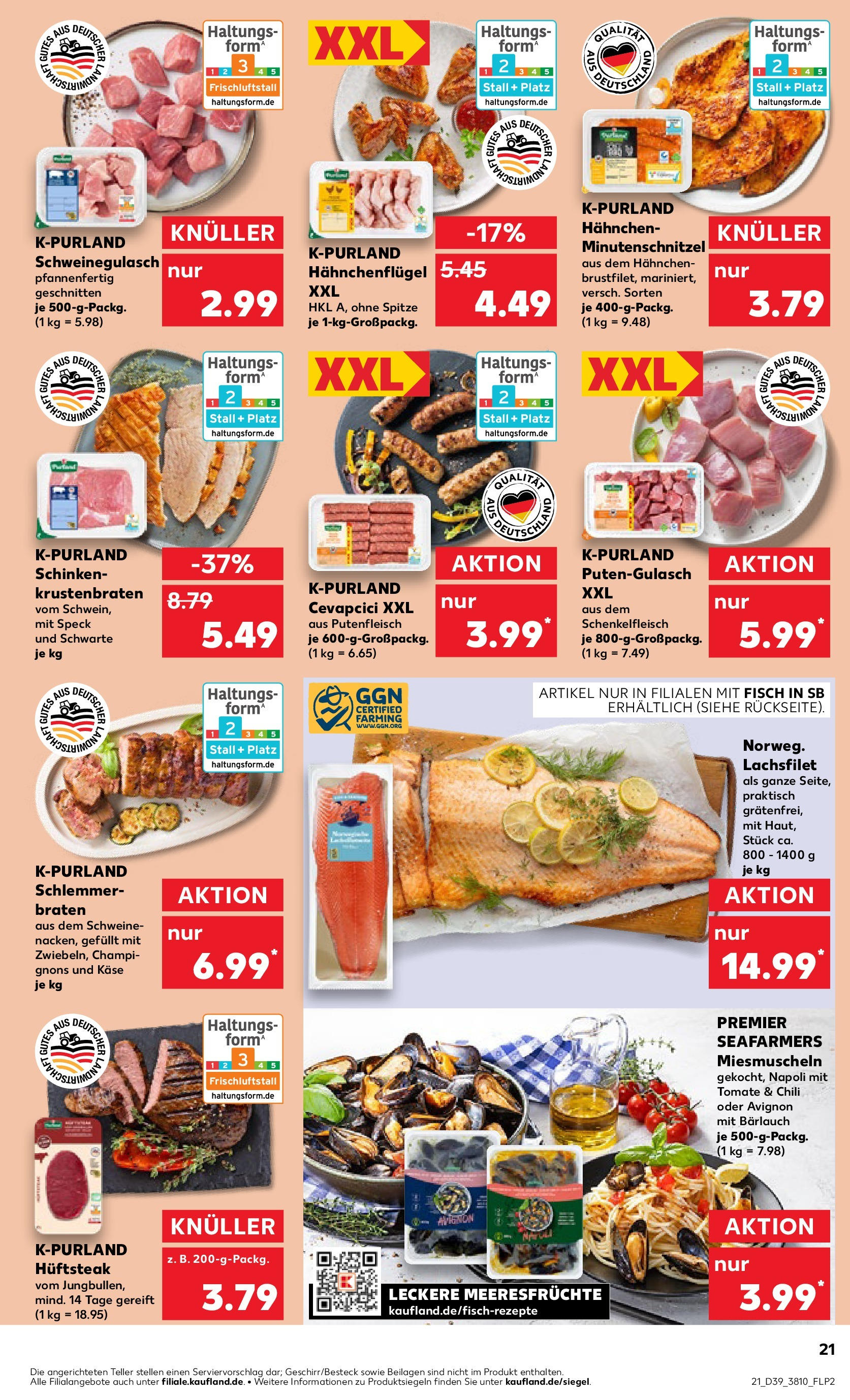 Prospekt Kaufland ab 25.09.2025 » Angebote Online zum Blättern | Seite: 21 | Produkte: Käse, Cevapcici, Champignons, Steak