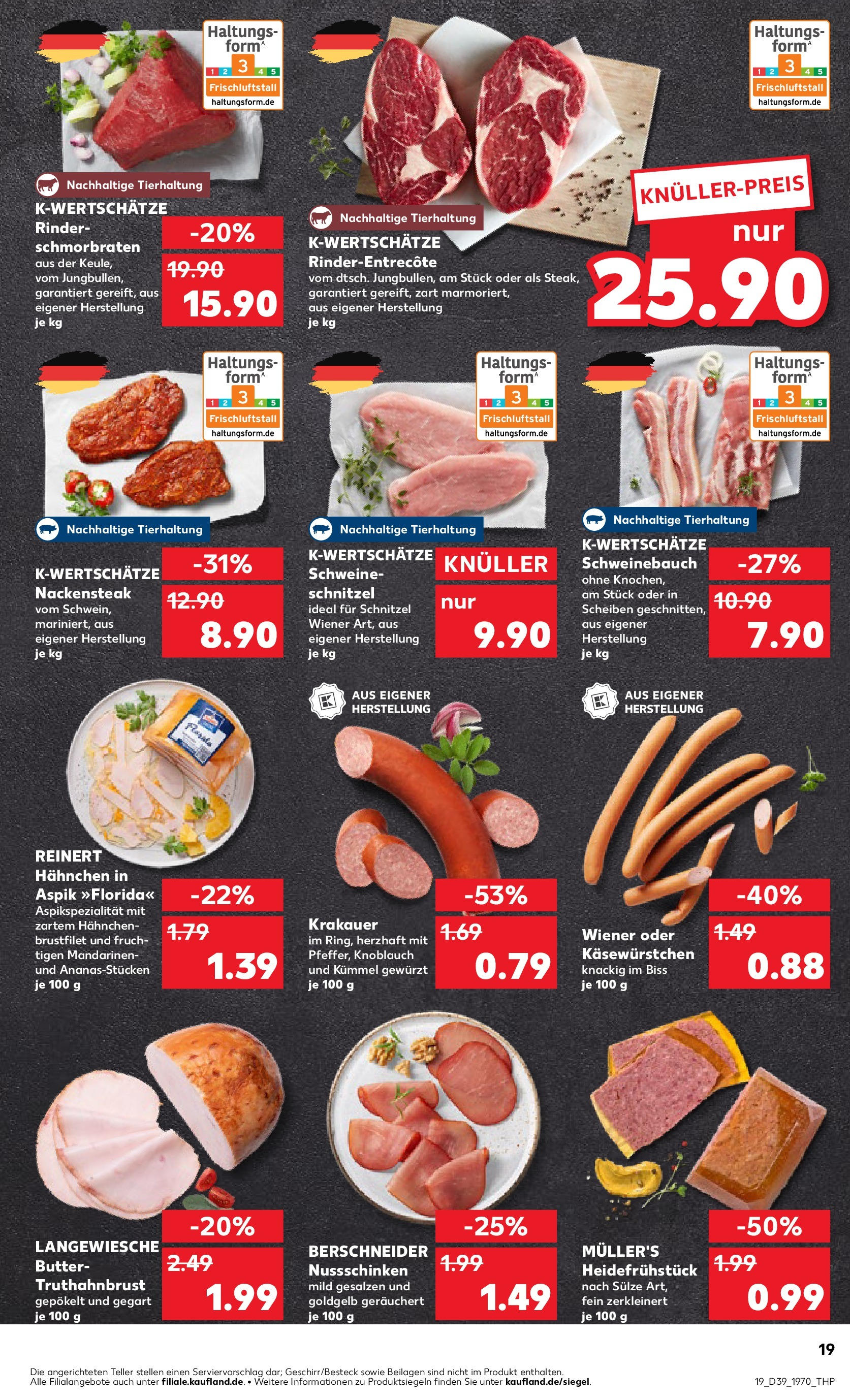Prospekt Kaufland ab 25.09.2025 » Angebote Online zum Blättern | Seite: 19 | Produkte: Butter, Mandarinen, Schnitzel, Steak